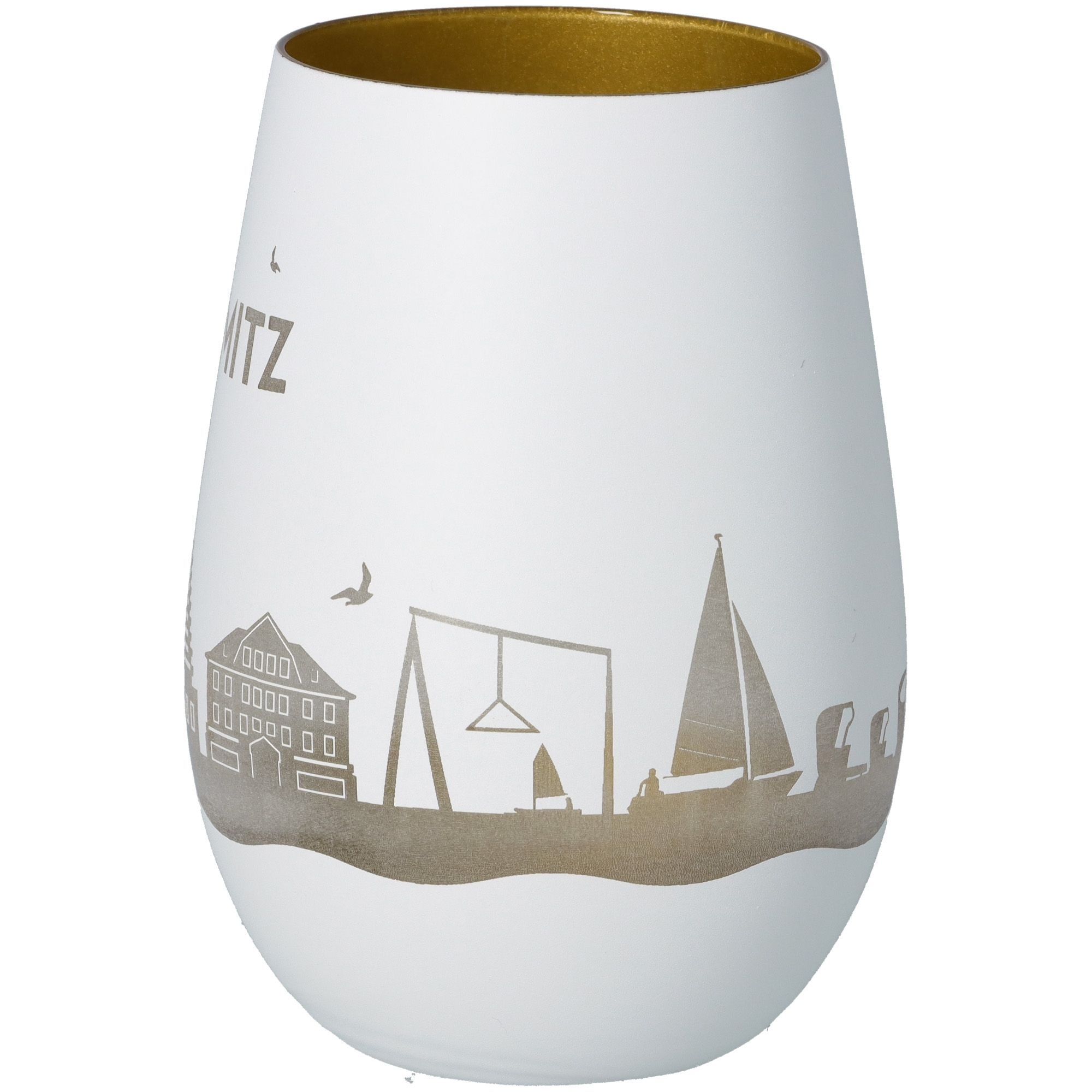 Windlicht Skyline Grömitz Weiß/Gold Windlicht Skyline Grömitz Weiß/Gold