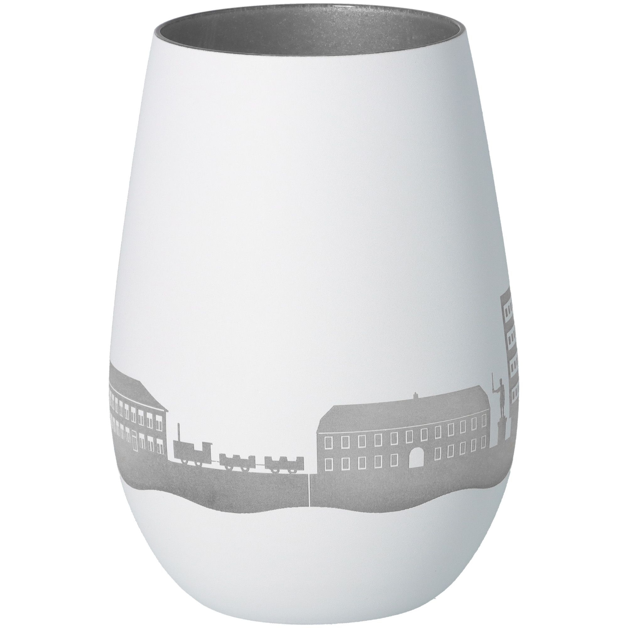 Windlicht Skyline Bad Bramstedt Weiß/Silber Töpferei, Krug, Vase, Kunst, Porzellan