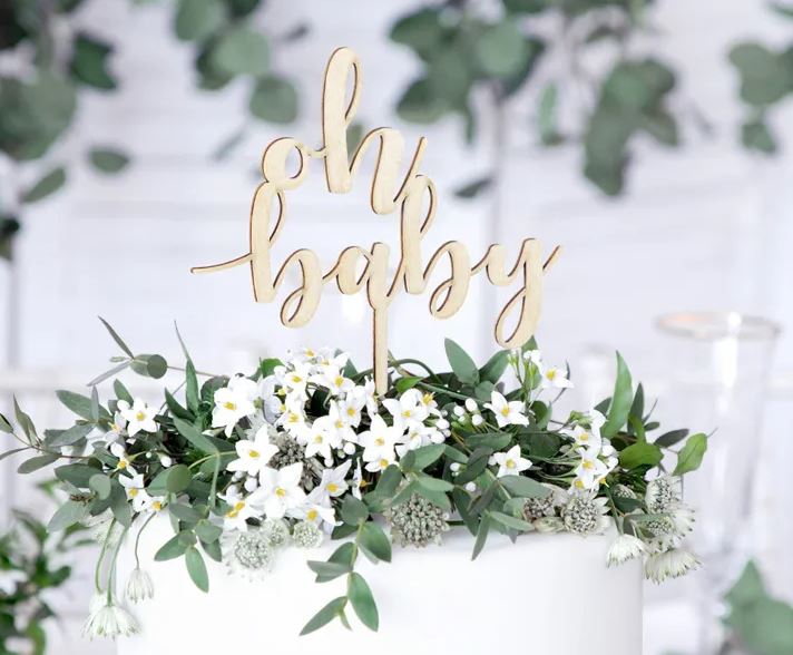Cake Topper aus Holz "Oh Baby"