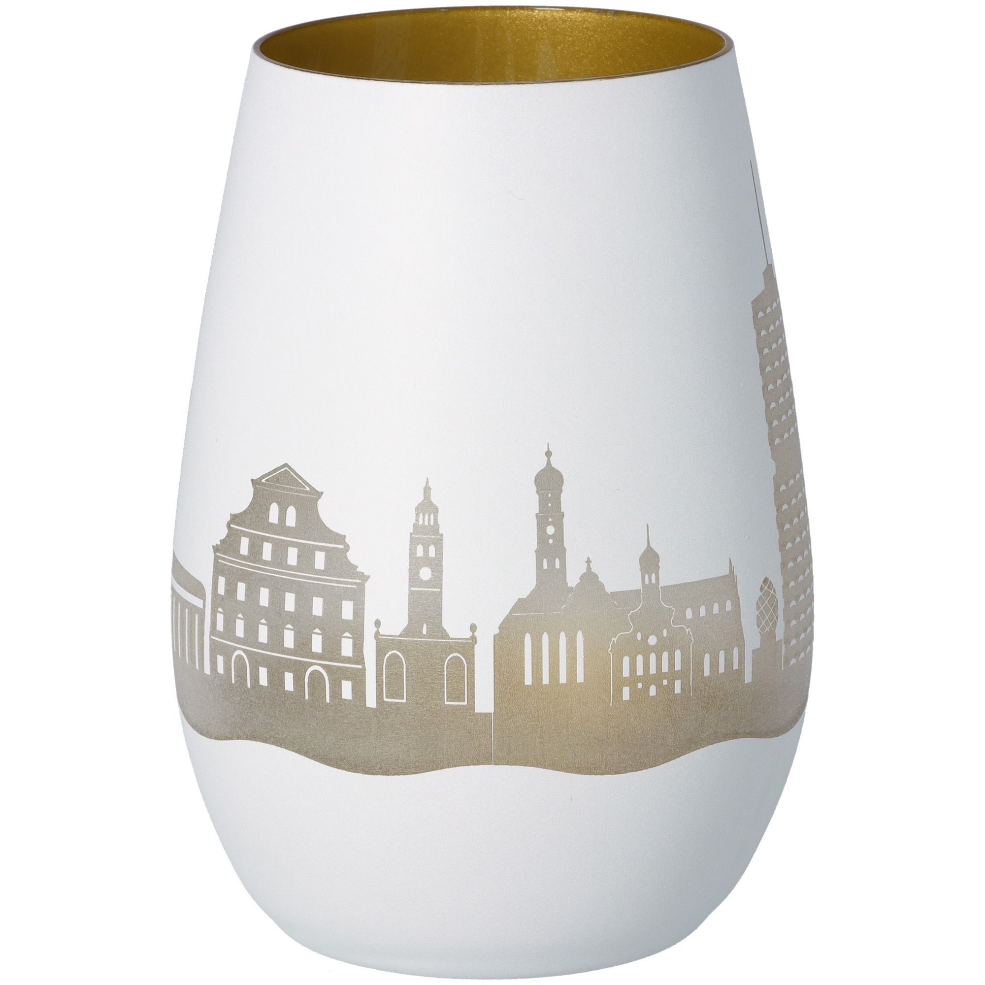 Windlicht Skyline Augsburg Weiß/Gold Windlicht Skyline Augsburg Weiß/Gold