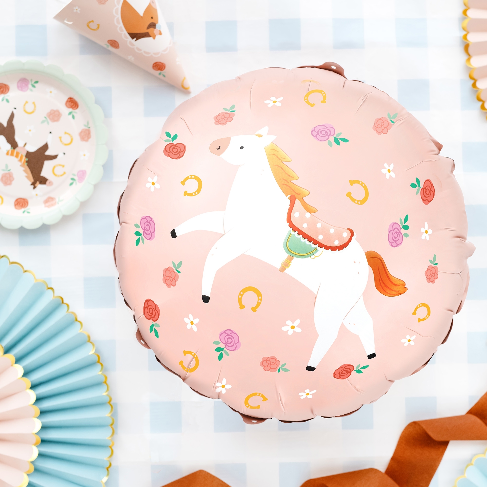 Folienballon "Pferd" 45 cm Leute, Torte, Geburtstagstorte, Sahne, Zuckerguss