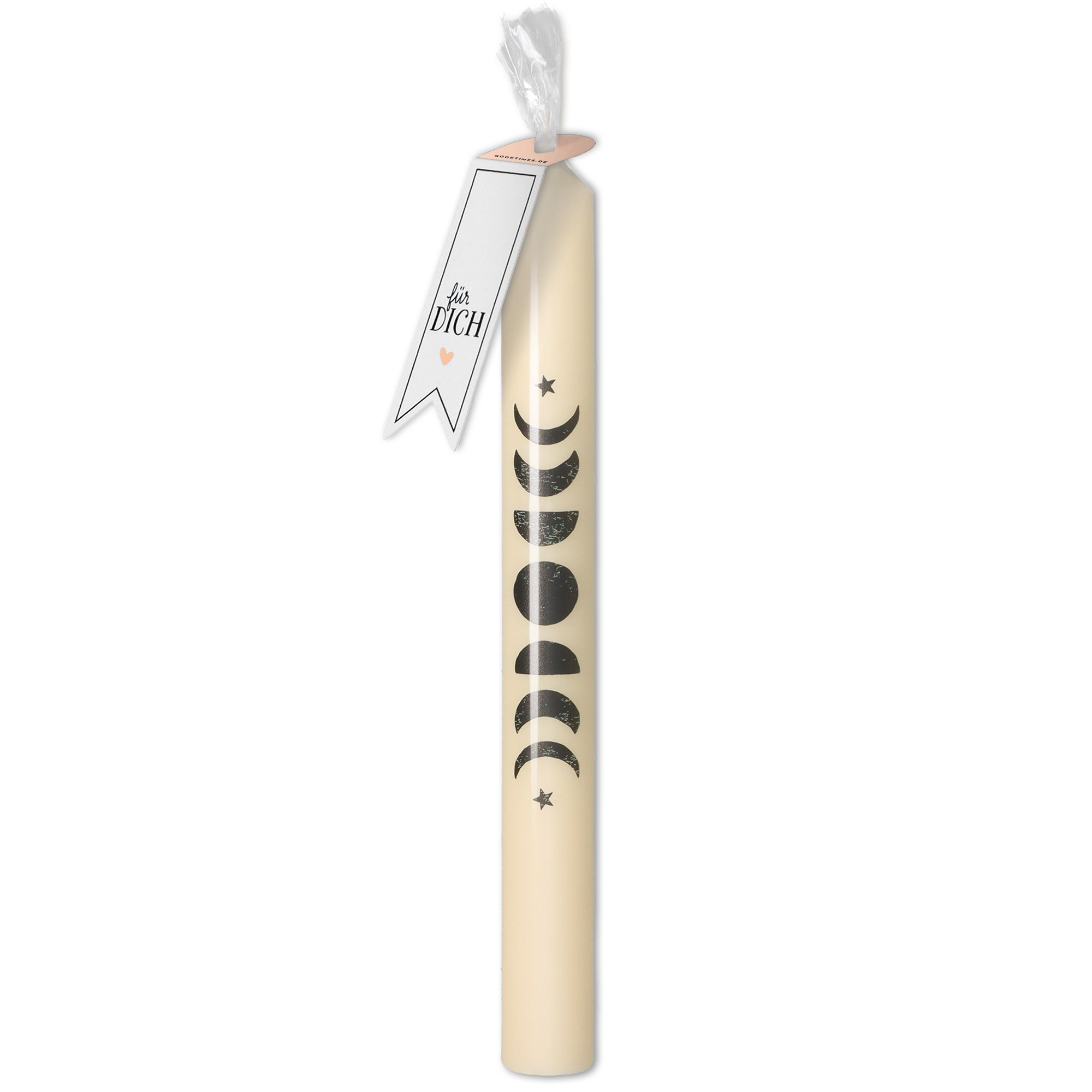 Stabkerze Creme, Schwarz "Mondphasen" Stabkerze Creme, Schwarz "Mondphasen"