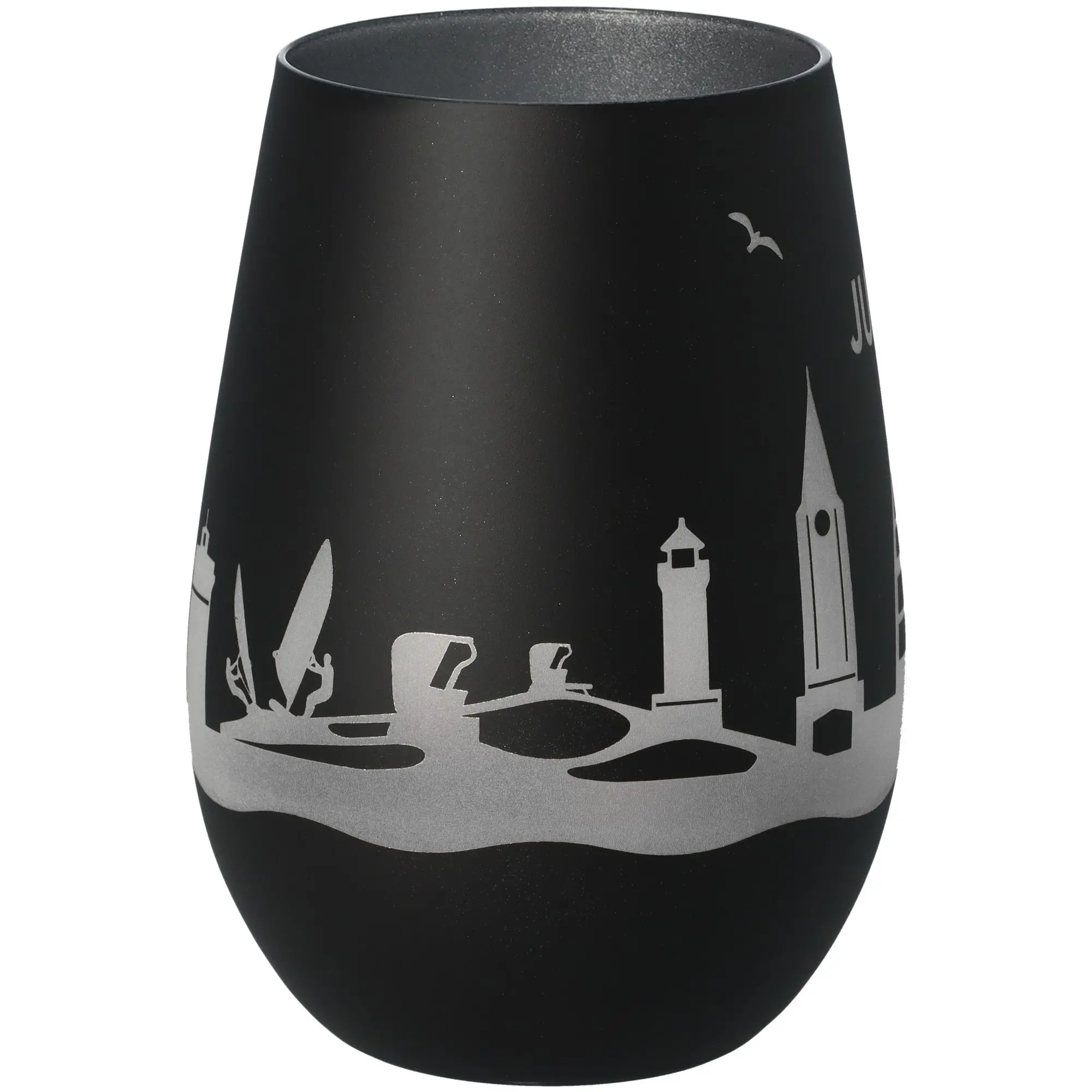 Windlicht Skyline Juist Schwarz/Silber