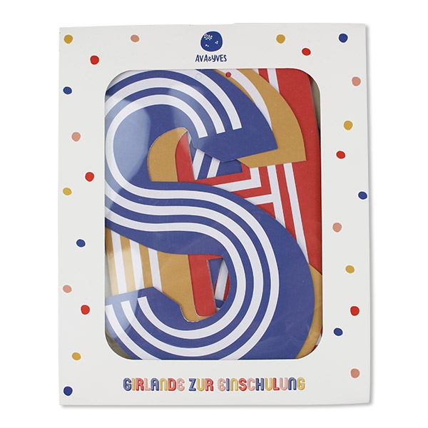 Girlande zur Einschulung "Schulkind", Bunt gestreift Girlande zur Einschulung "Schulkind", Bunt gestreift