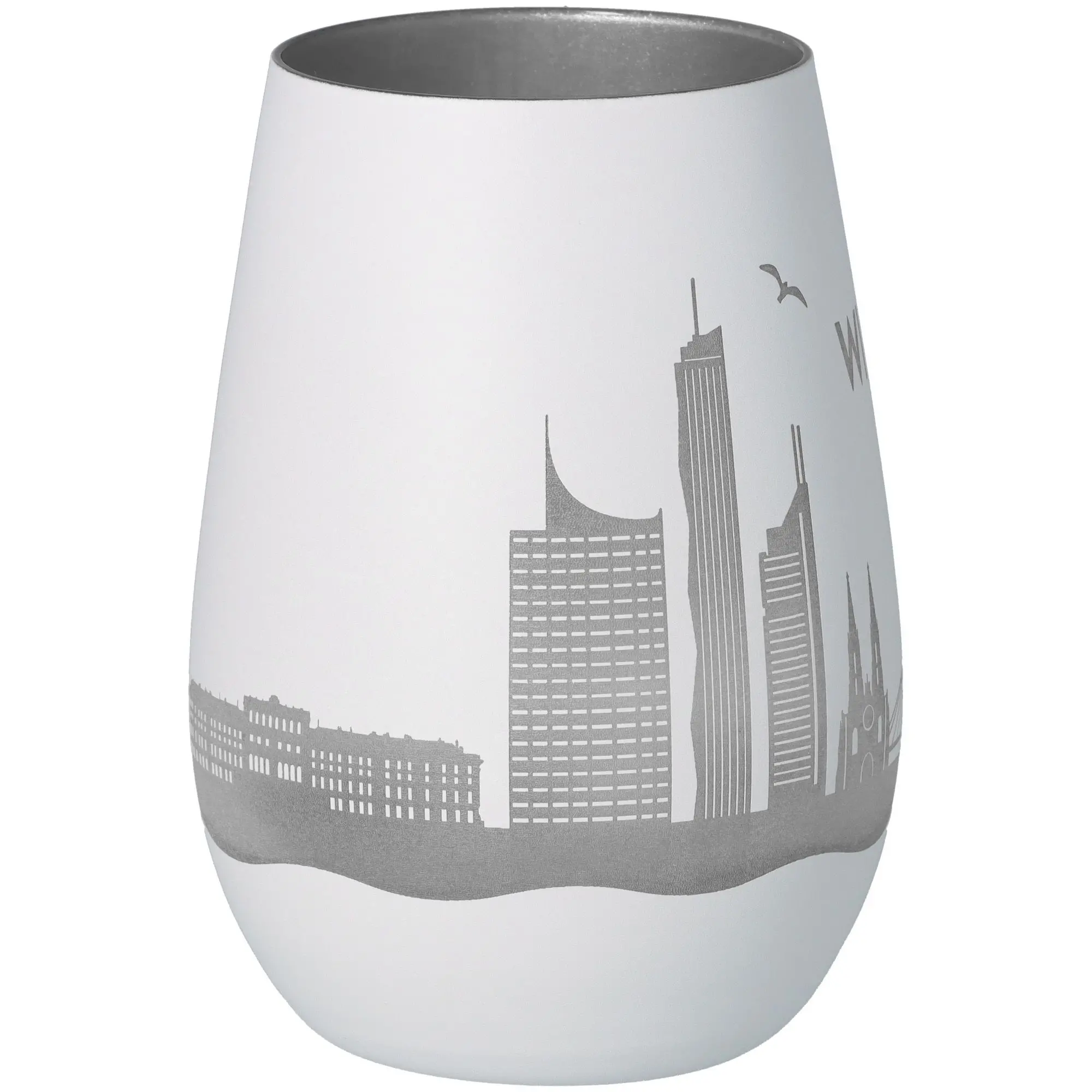 Windlicht Skyline Wien Weiß/Silber