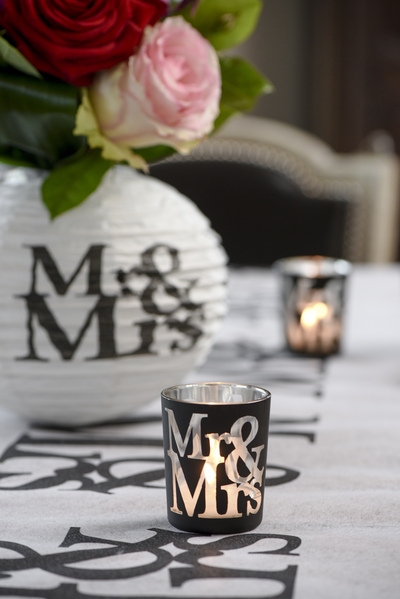 2 Teelichtgläser "Mr & Mrs" Schwarz 2 Teelichtgläser "Mr & Mrs" Schwarz