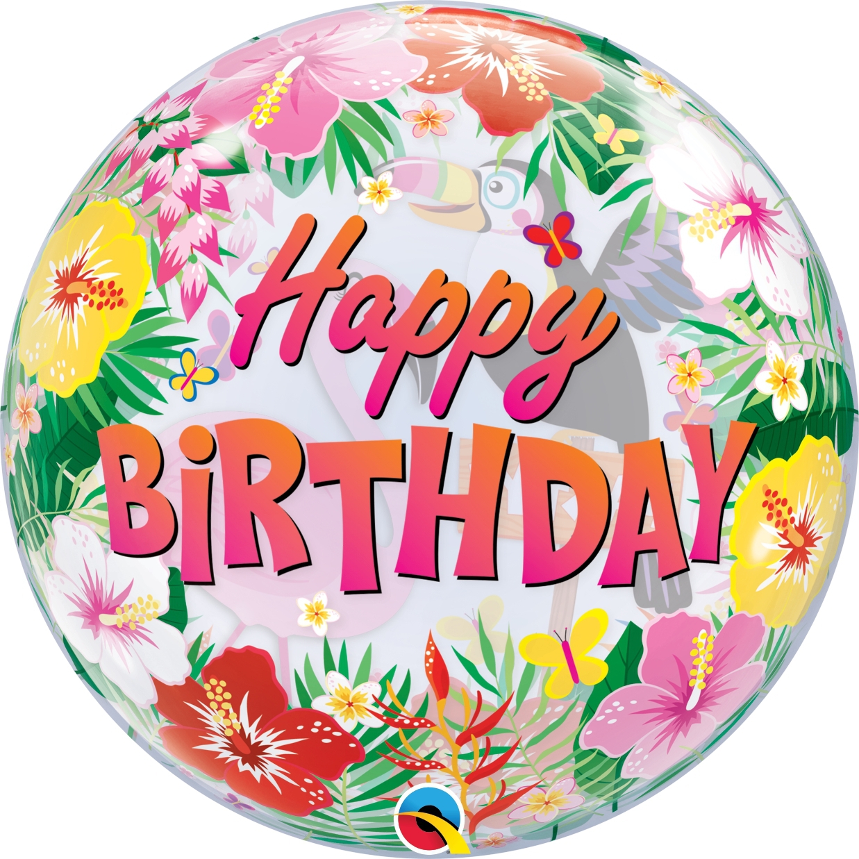 Bubble Ballon "Happy Birthday" Tropical 56cm