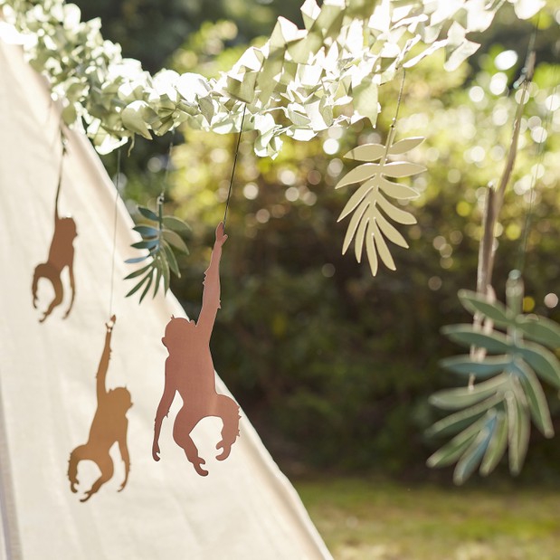 Let´s go WILD - Girlande mit Affen und Palmenblättern