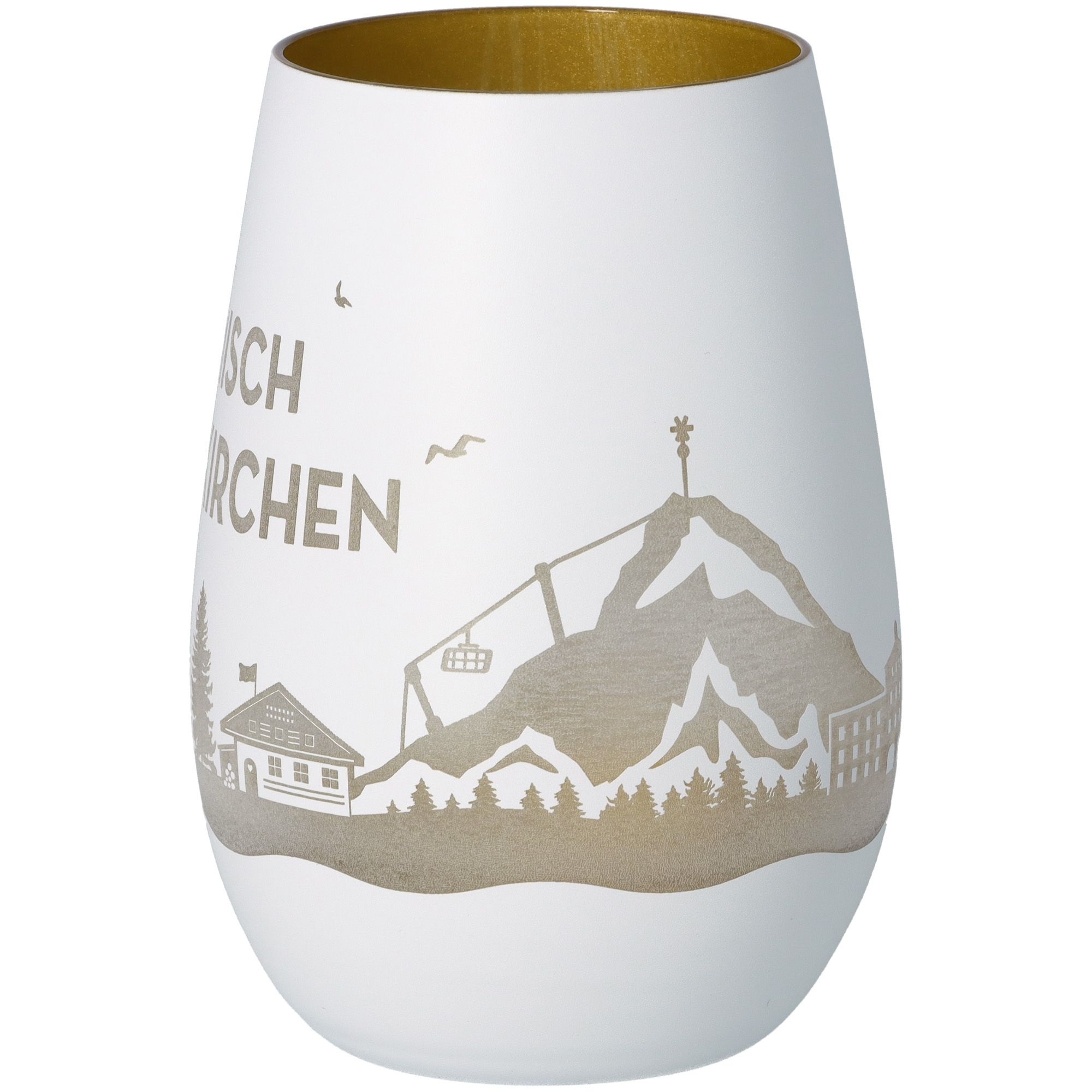 Windlicht Skyline Garmisch-Partenkirchen Weiß/Gold