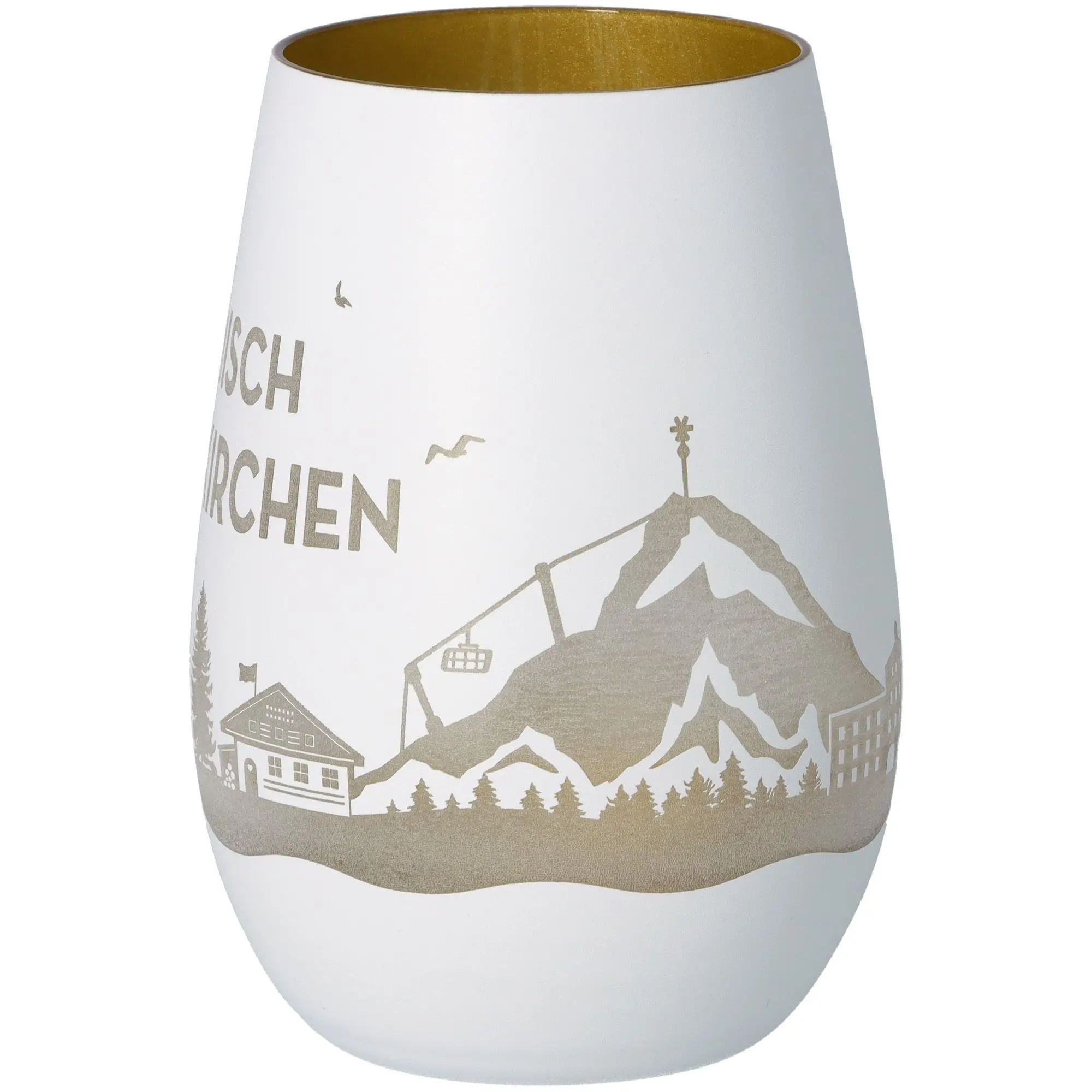 Windlicht Skyline Garmisch-Partenkirchen Weiß/Gold