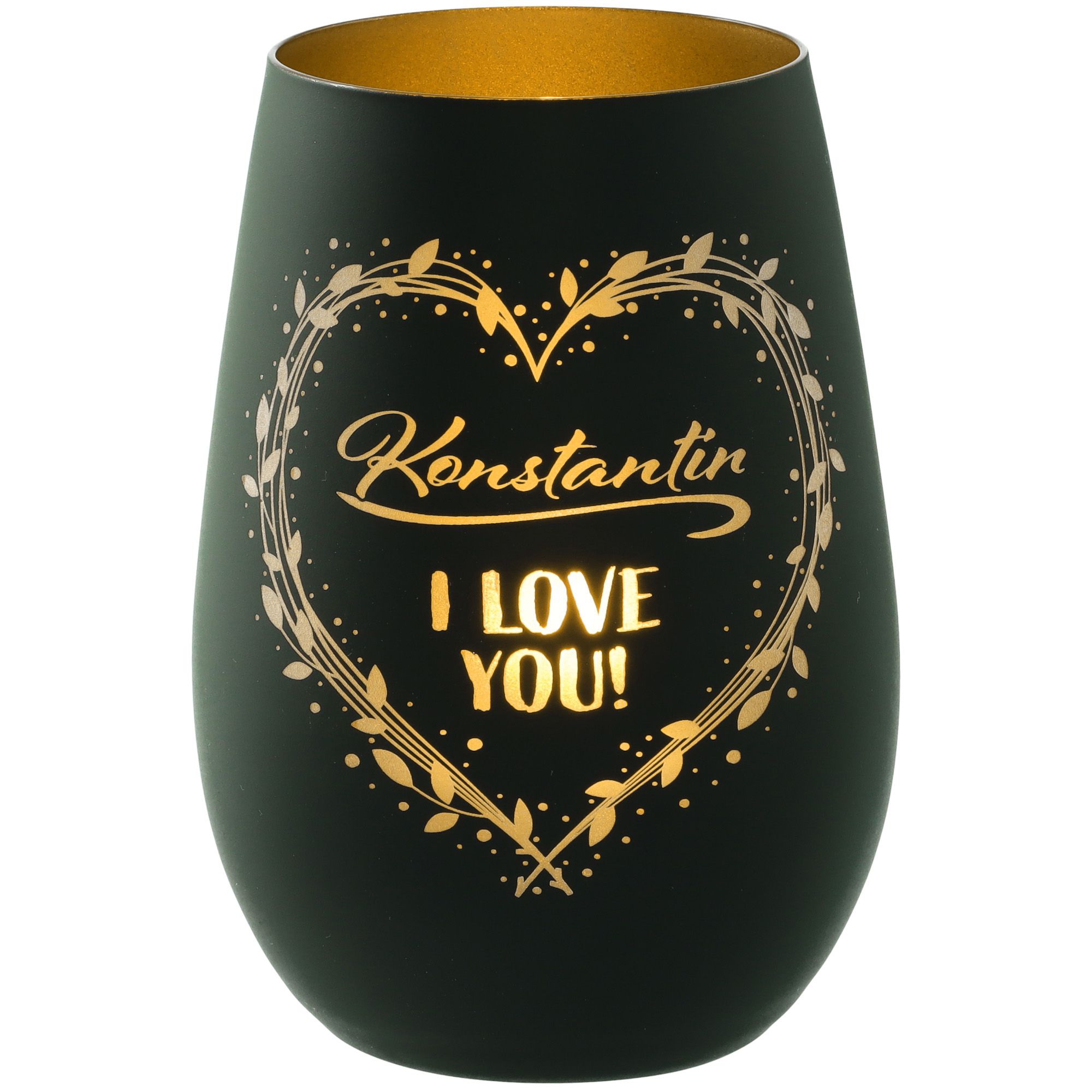 Windlicht I love you "Name" Schwarz/Gold Windlicht I love you "Name" Schwarz/Gold