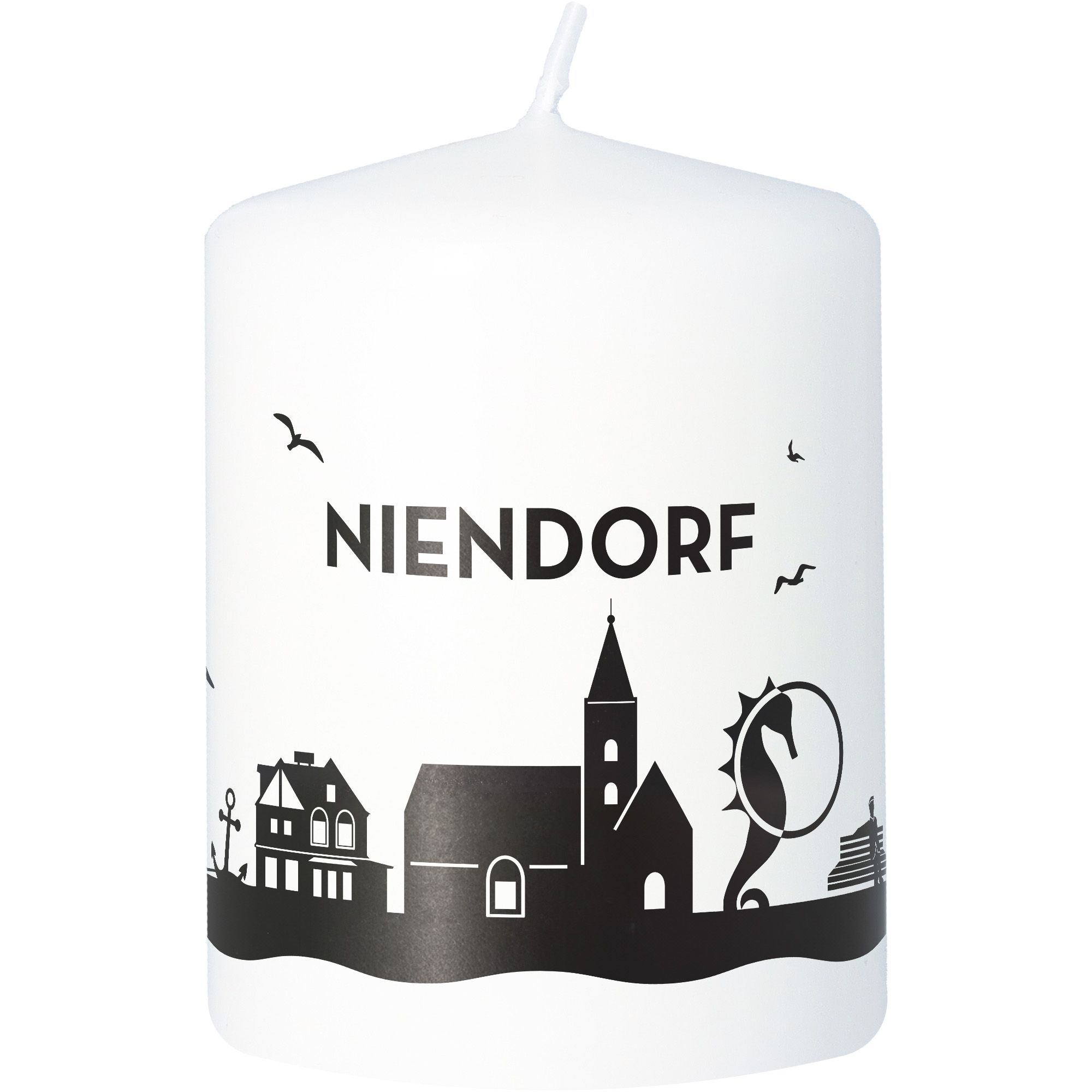 Stumpenkerze Skyline Niendorf Weiß Stumpenkerze Skyline Niendorf Weiß