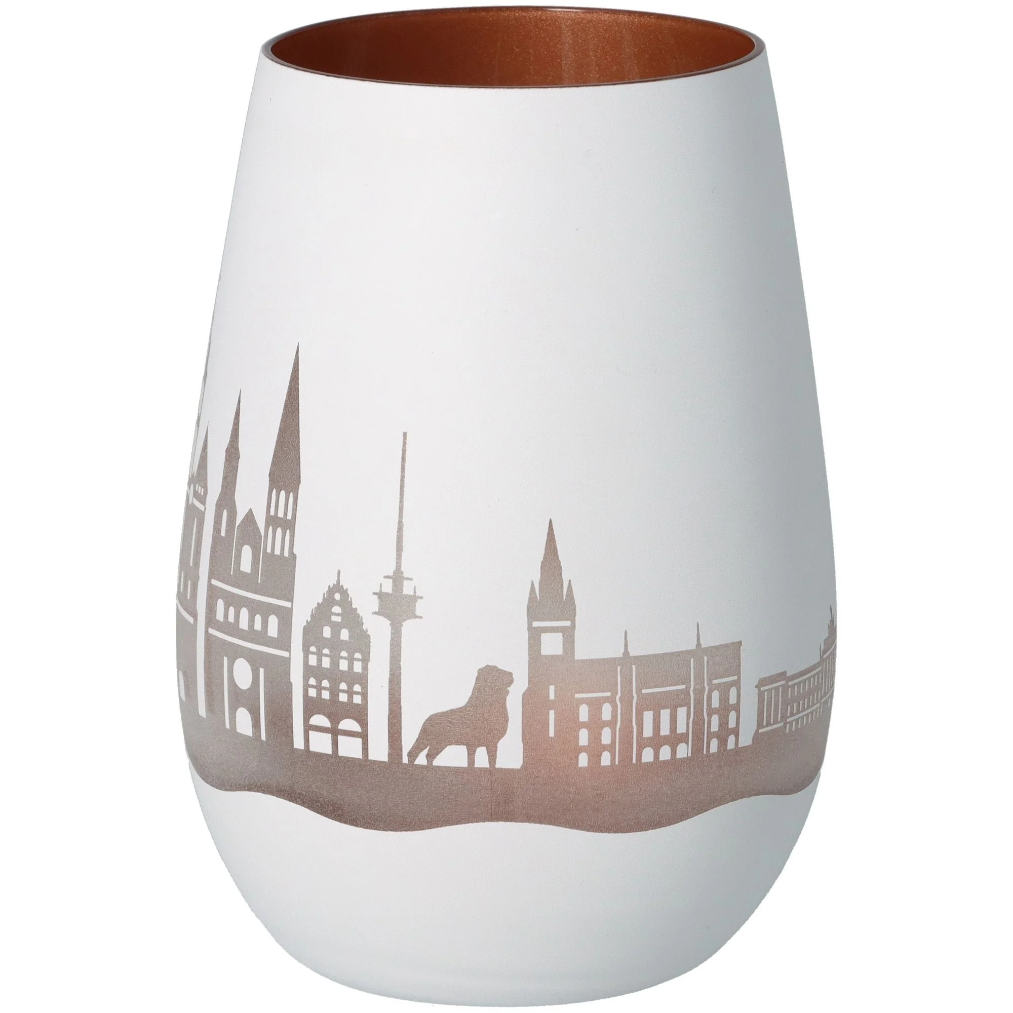 Vase, Porzellan, Weiß, Stadt-Silhouette, Kante