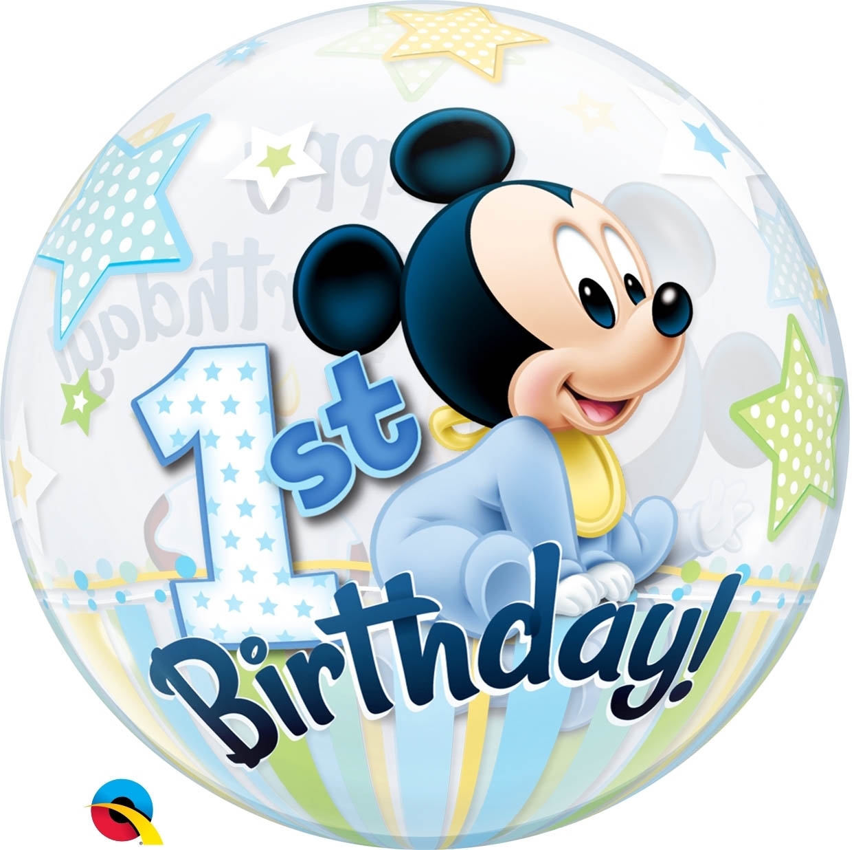 Bubble Ballon Mickey Mouse zum 1. Geburtstag 56cm