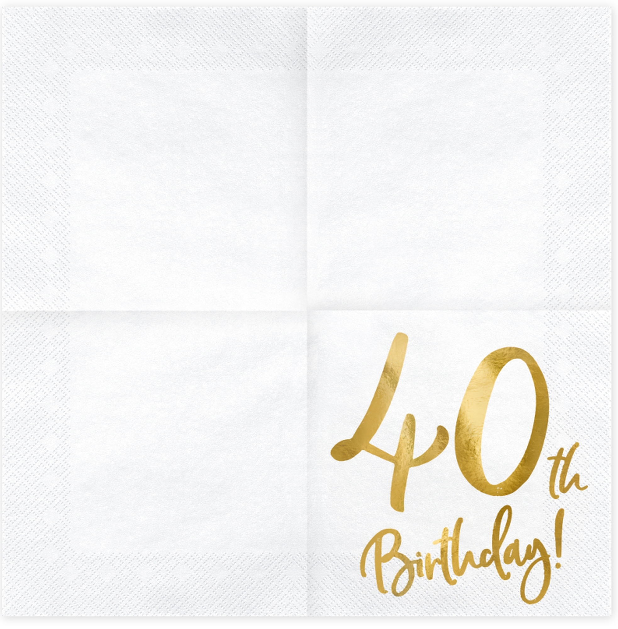 20 Servietten - 40th Birthday - Weiß / Gold