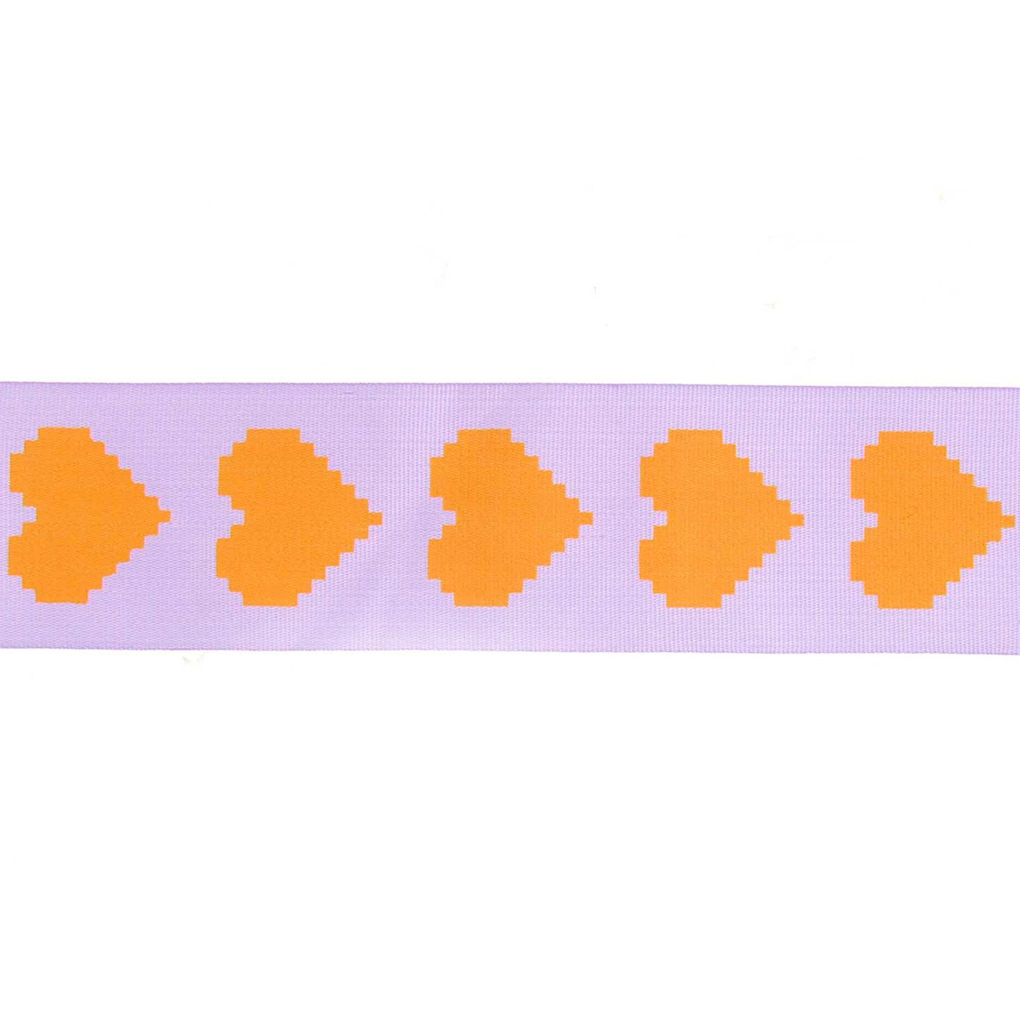 Taftband "Pixel Herzen" Flieder/Neon Orange, 3,8 x 300 cm