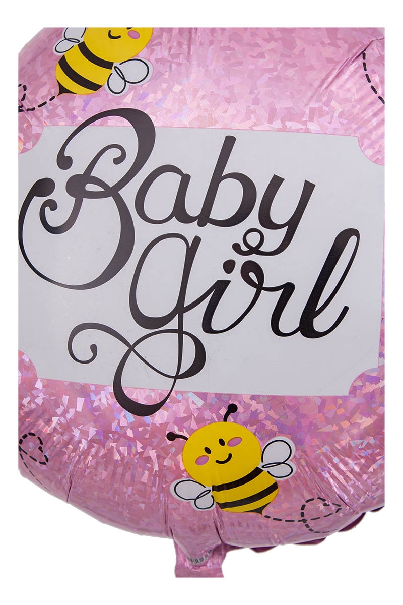 Folienballon Baby Girl Bienchen Rosa Holographic 43cm Folienballon Baby Girl Bienchen Rosa Holographic 43cm