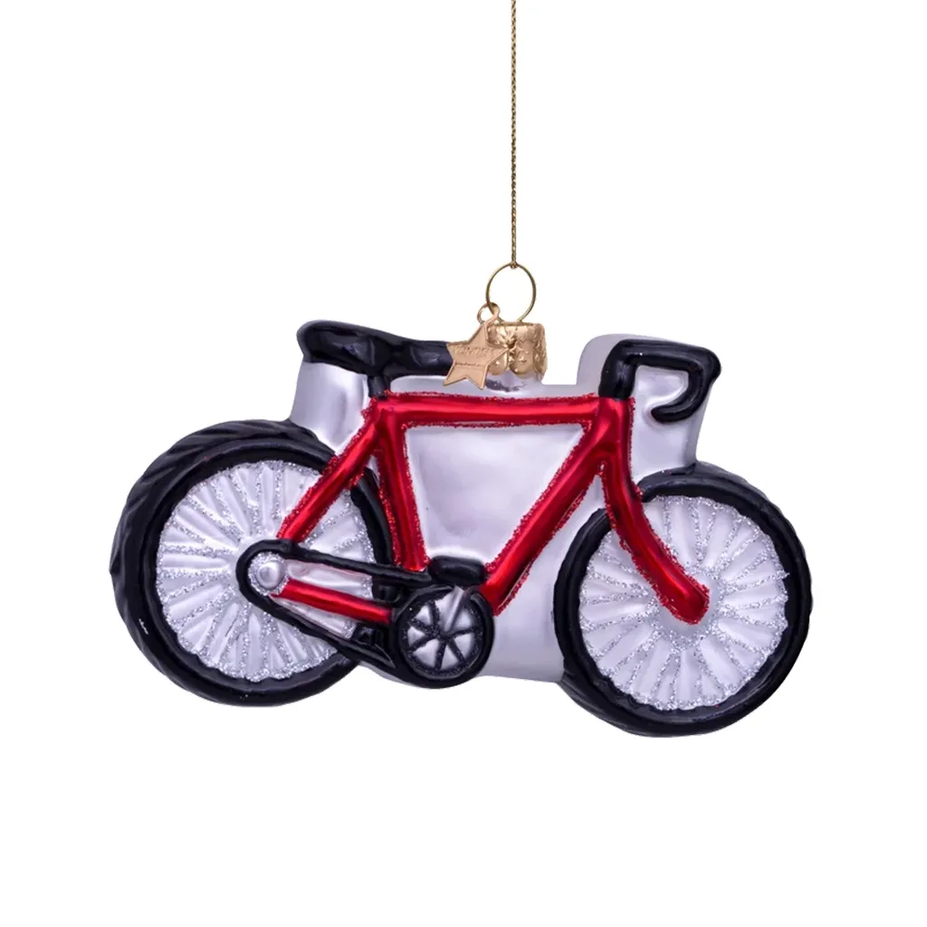 Fahrrad, Weihnachtsbaumschmuck, Rote Akzentfarbe, Schwarze Räder, Hängeornament