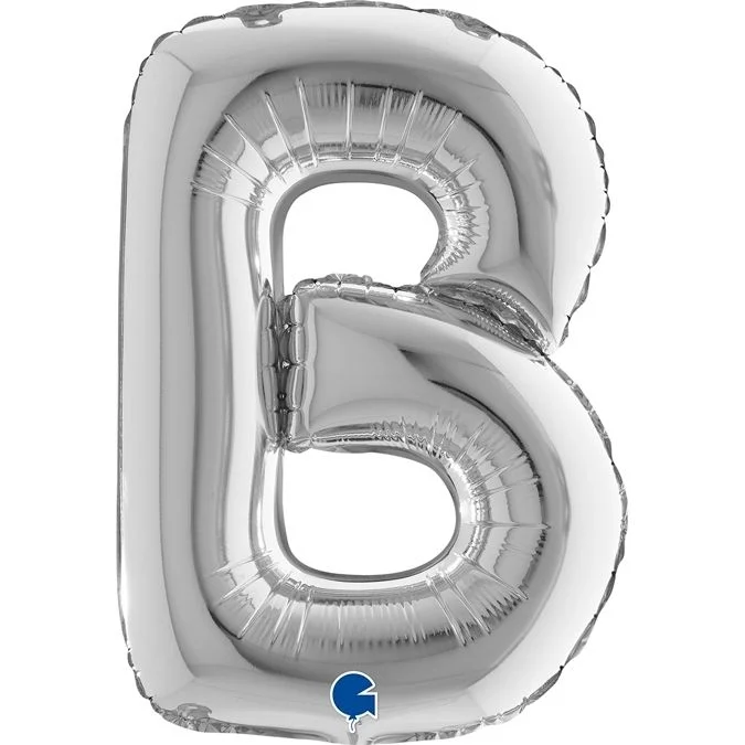 balloon, foil balloon, B letter, silberner Ballon, Party Ballon