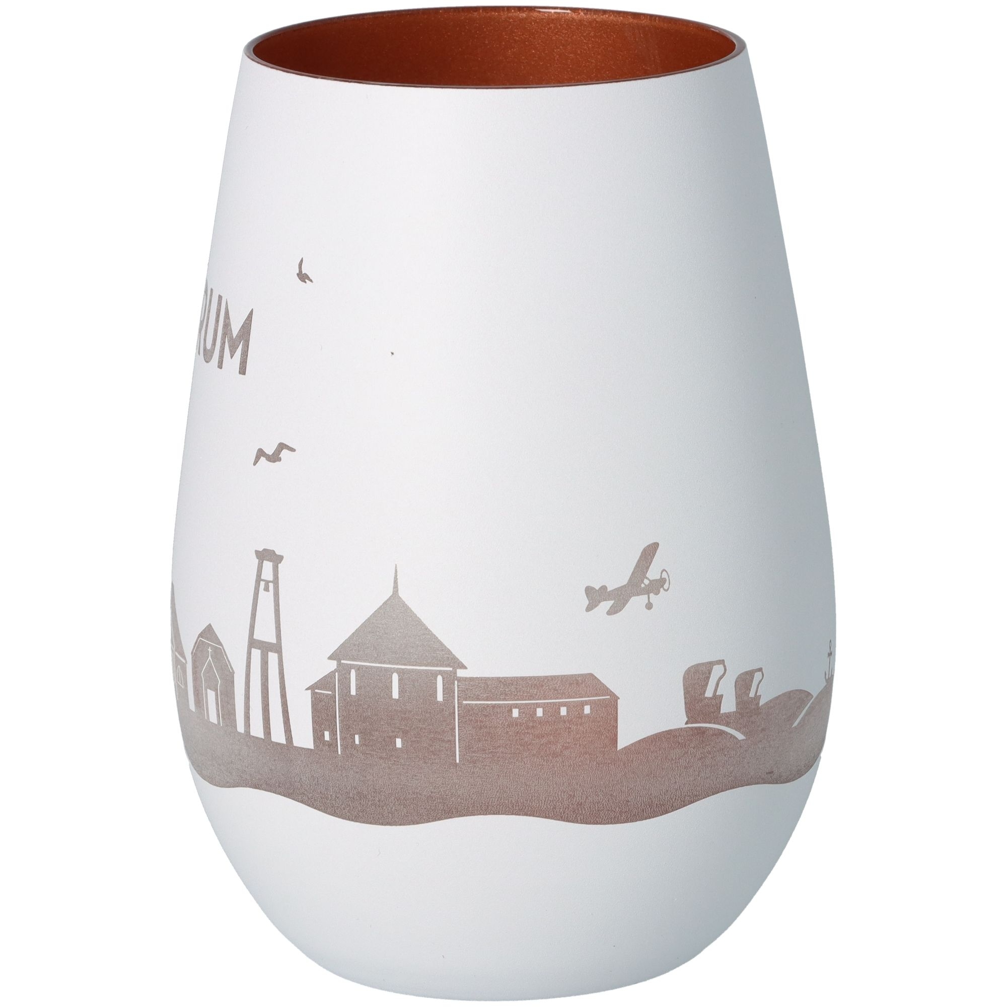 Windlicht Skyline Baltrum Weiß/Bronze Töpferei, Krug, Vase, Kunst, Porzellan