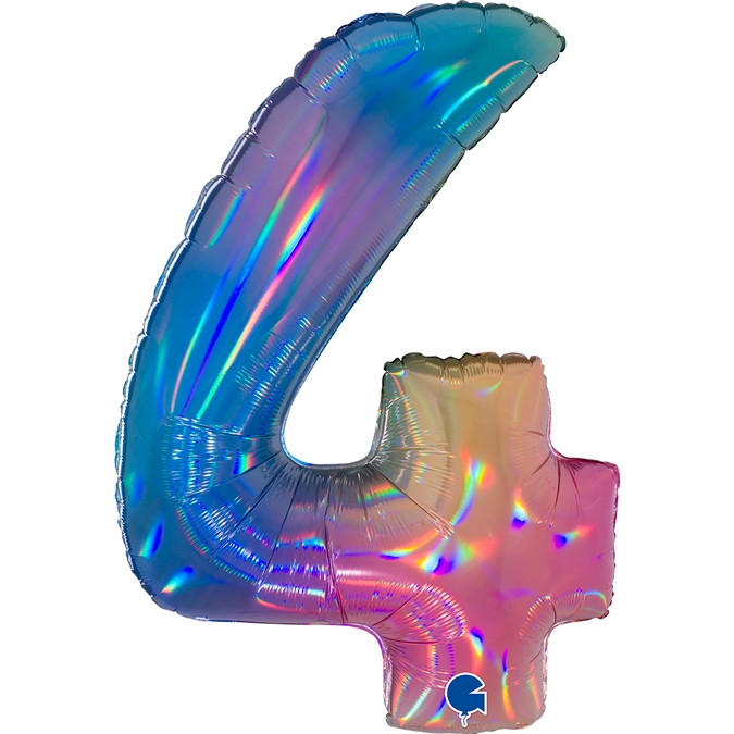 Folienballon Zahl 4 Regenbogen 100cm Folienballon Zahl 4 Regenbogen 100cm