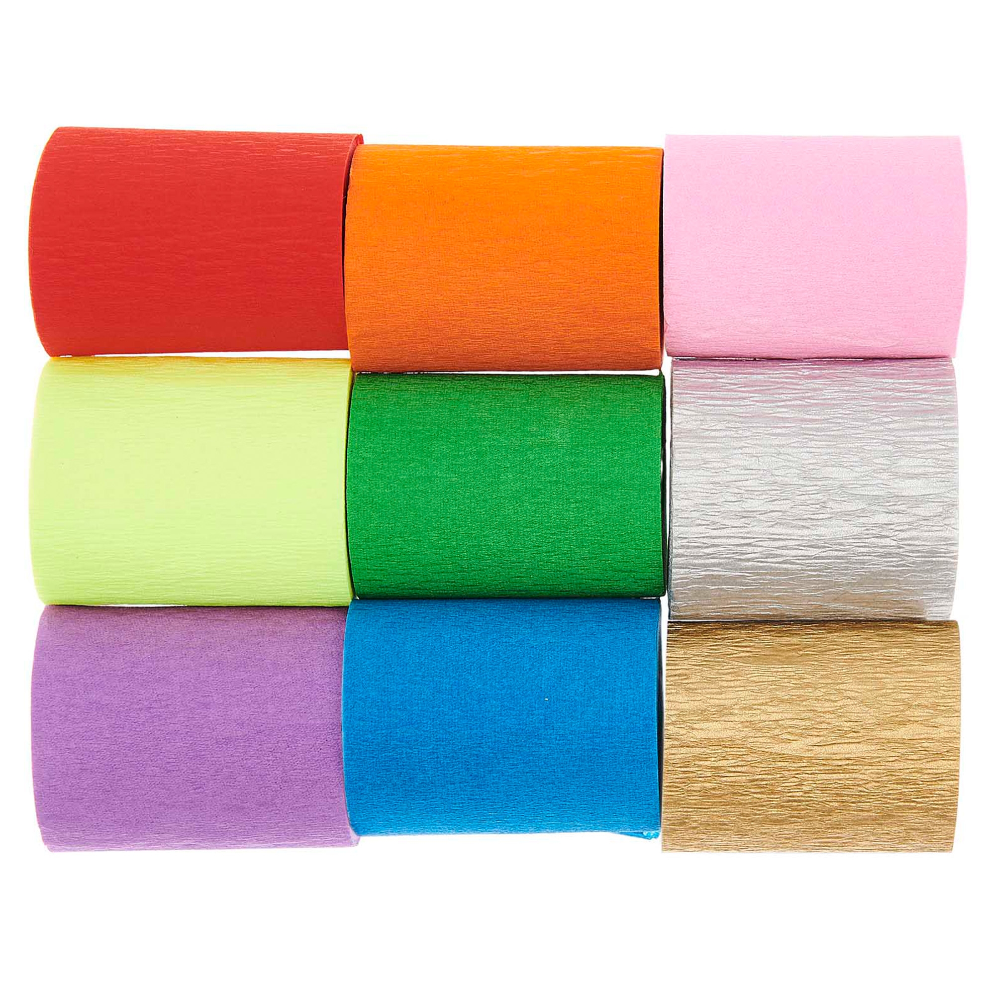 Kreppbänder "Regenbogen Klassik Mix" 9 Rollen je 10 m Kreppbänder "Regenbogen Klassik Mix" 9 Rollen je 10 m