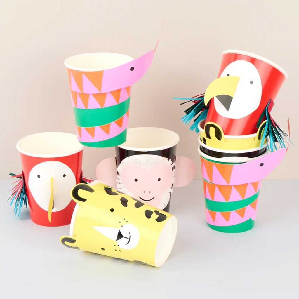Pappbecher, Tiermotiv, Papiermüller, Deko-Becher, Safari-Tiere