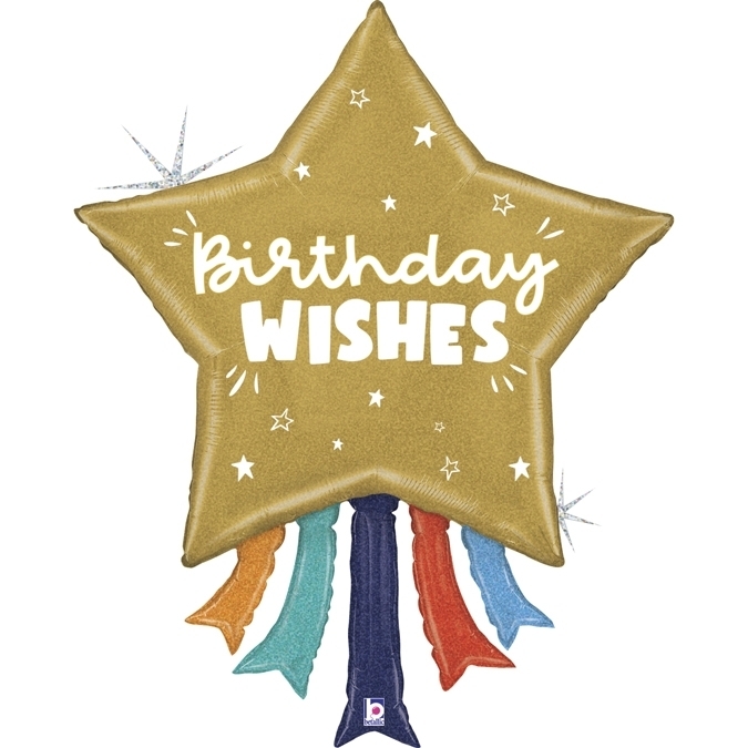 Folienballon "Birthday Wishes" Stern 109cm