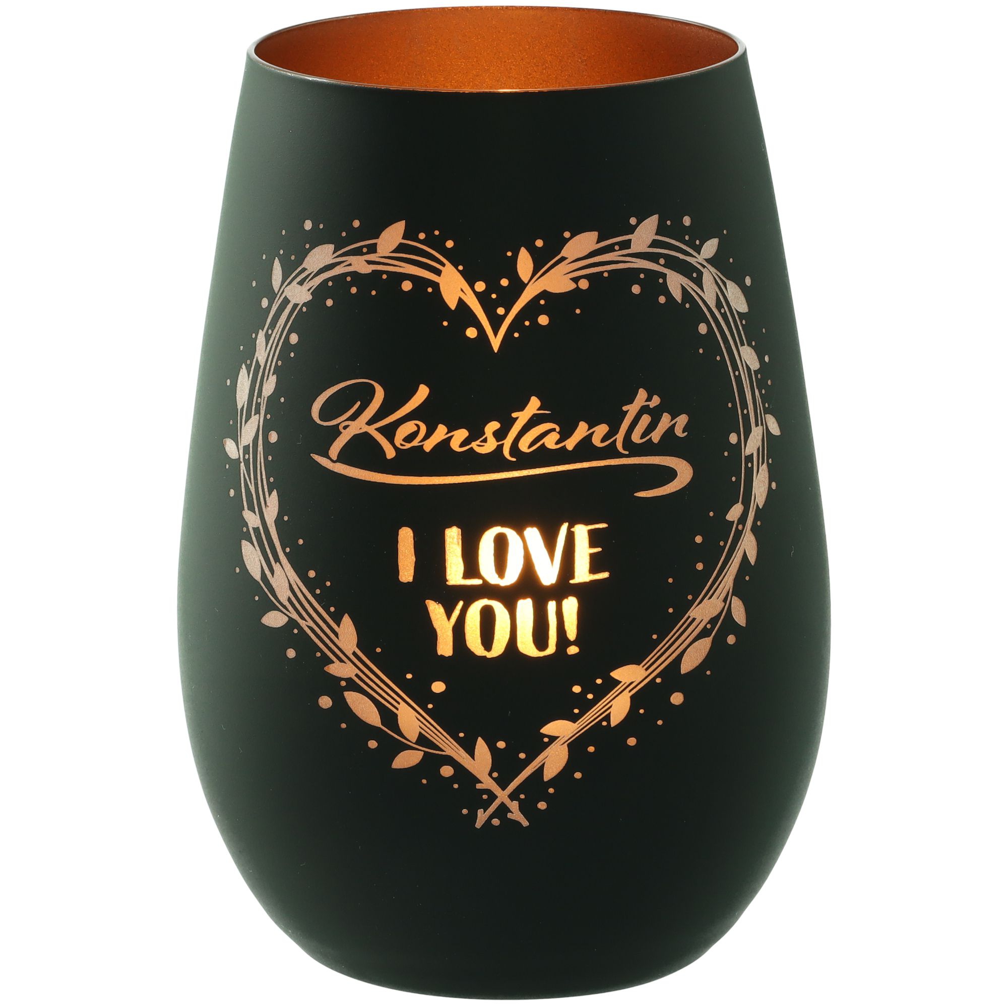 Windlicht I love you "Name" Schwarz/Bronze Windlicht I love you "Name" Schwarz/Bronze
