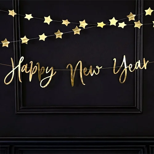 gold, new-year, garland, star, decor