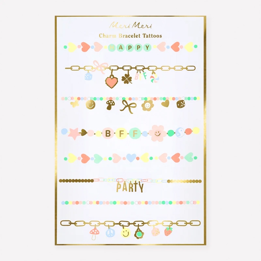 Armband-Tattoos, Charm-Armband, Pastellfarben, Kette-Tattoos, Party-Design