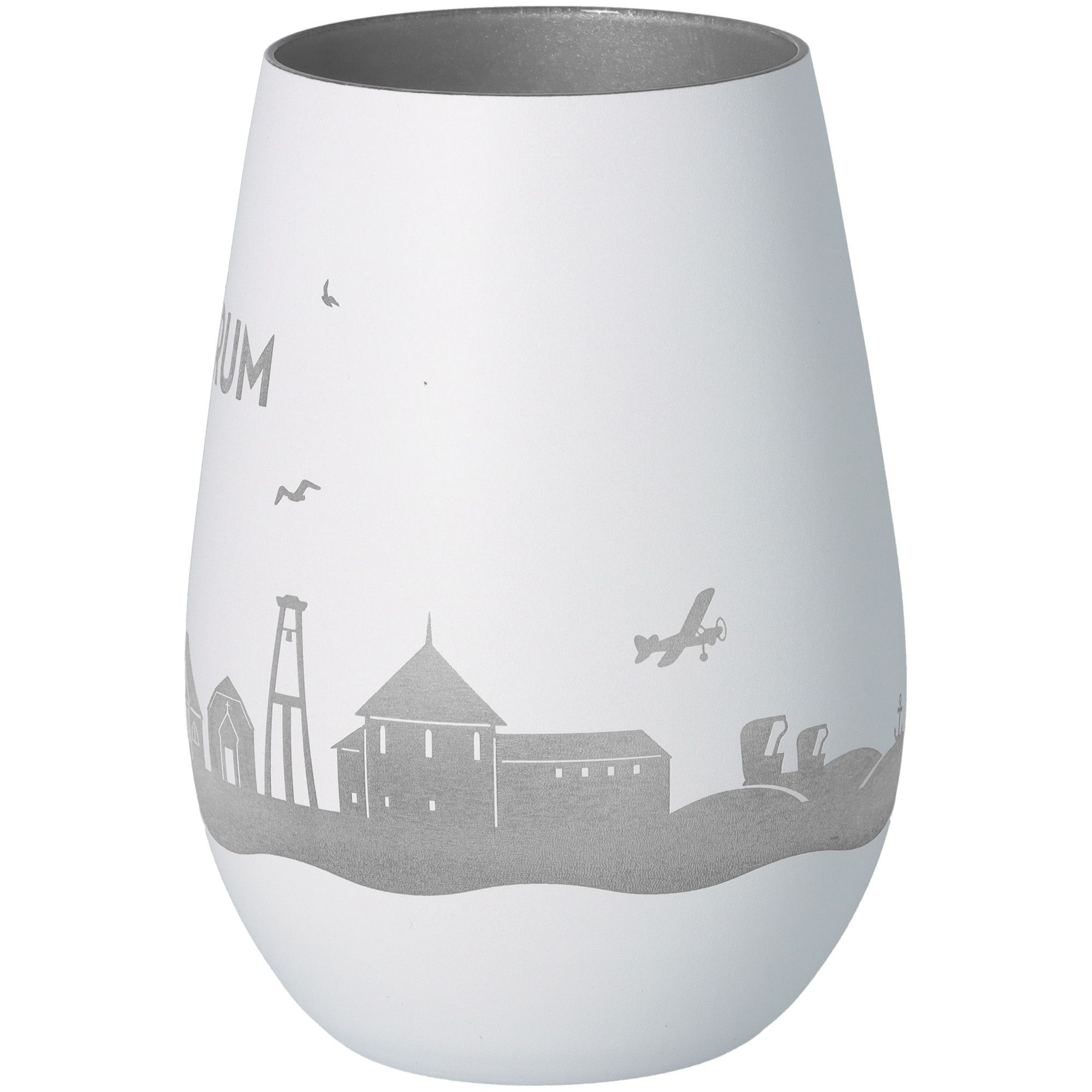 Windlicht Skyline Baltrum Weiß/Silber Töpferei, Krug, Vase, Lampe