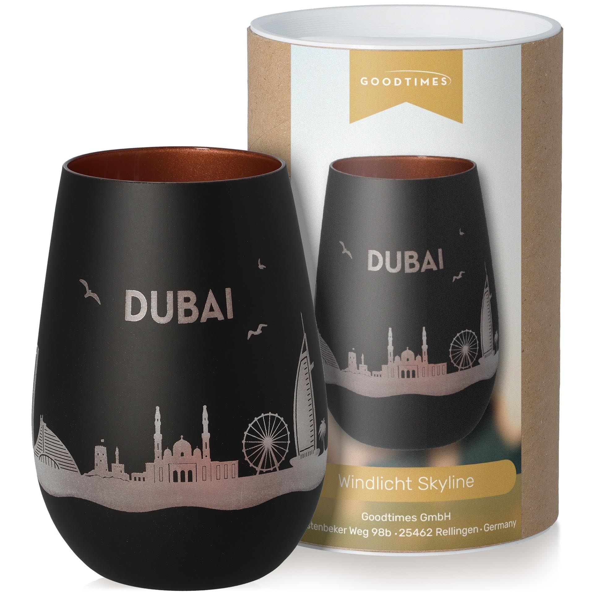 Windlicht Skyline Dubai Schwarz/Bronze Töpferei, Krug