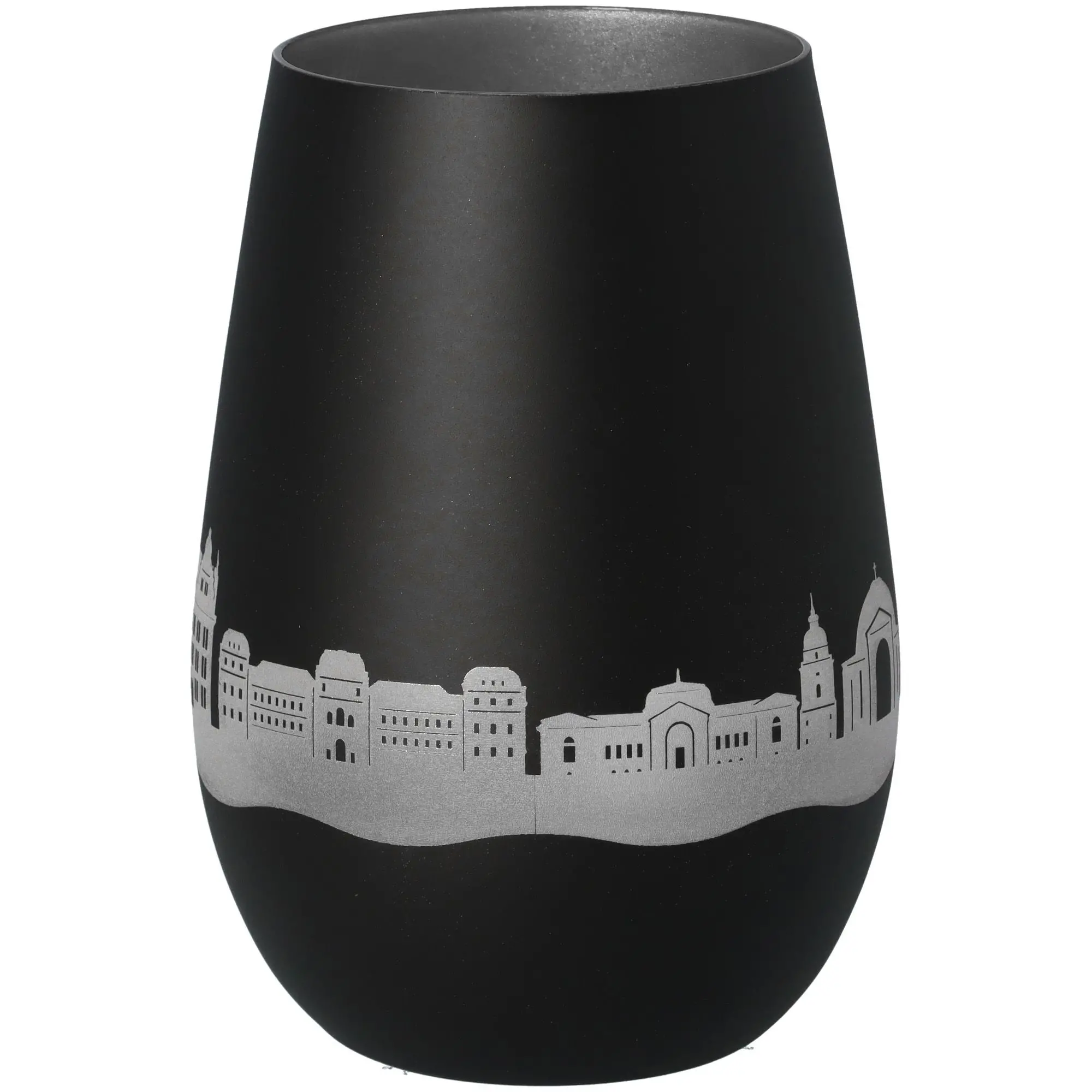 Windlicht Skyline Darmstadt Schwarz/Silber