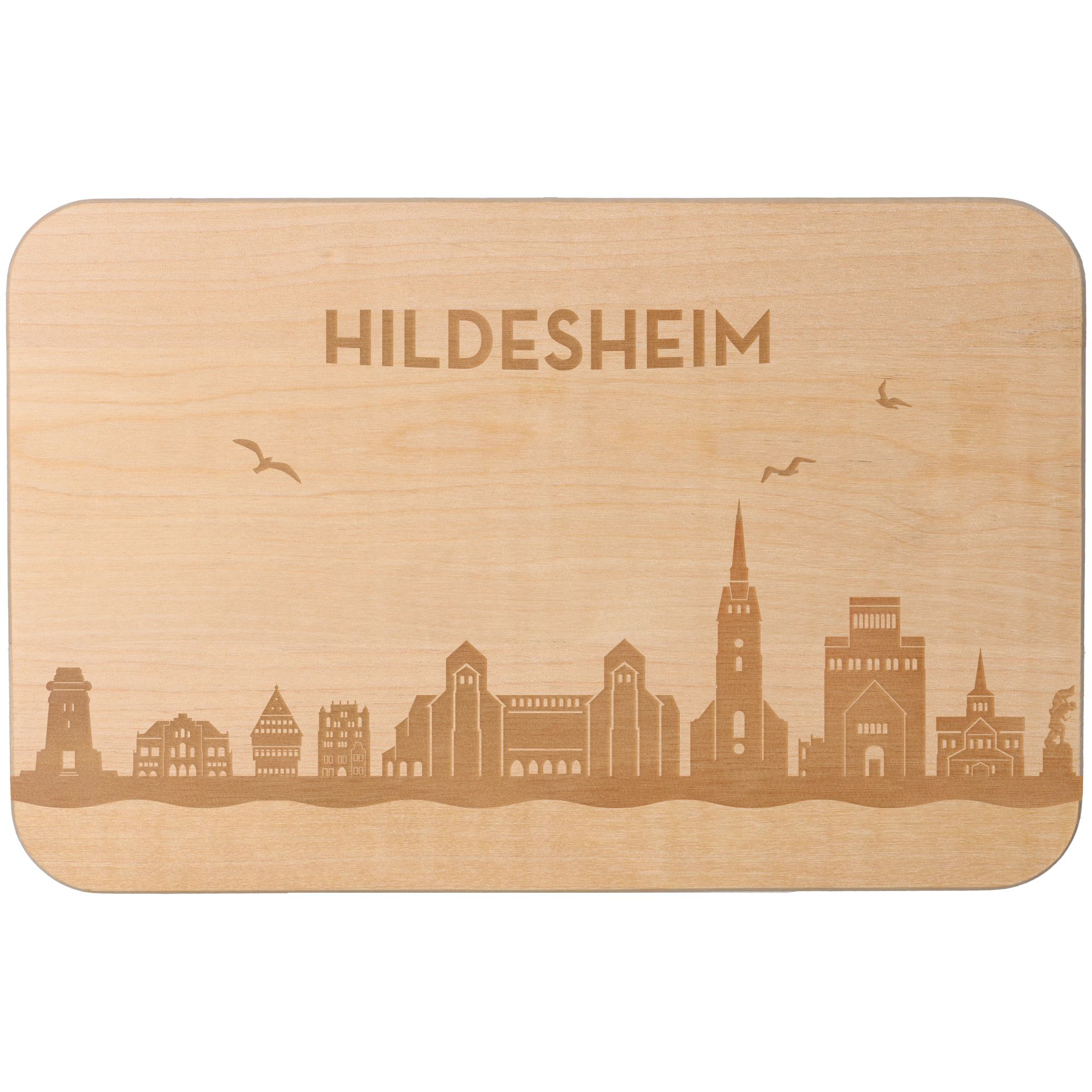 Frühstücksbrett Skyline Hildesheim 23cm x 15cm x 1cm Holz, Sperrholz, Matte