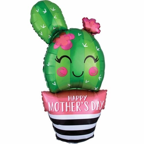 Folienballon Supershape "Happy Mother's Day" Kaktus 88cm