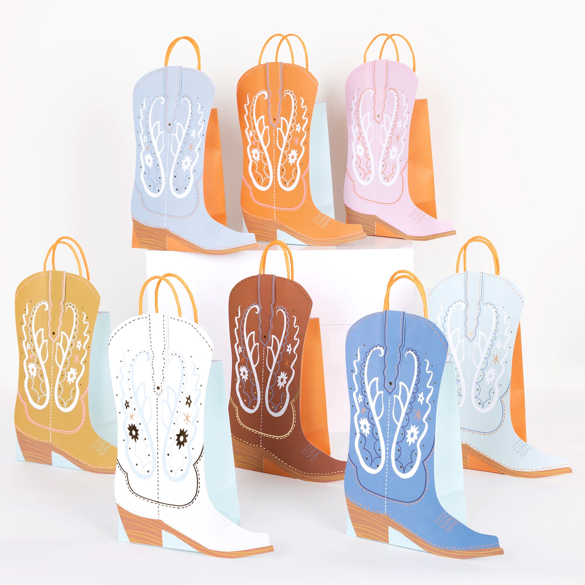 Meri Meri - 8 Partytüten "Western Stiefel" Schuhwerk, Schuh, Tasche, Stiefel, Cowboy-Stiefel