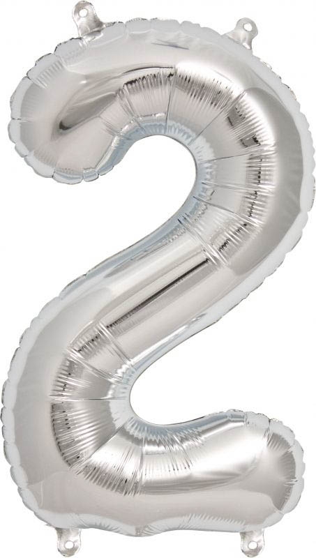 Luftballon Zahl 2 Silber 40cm Luftballon Zahl 2 Silber 40cm