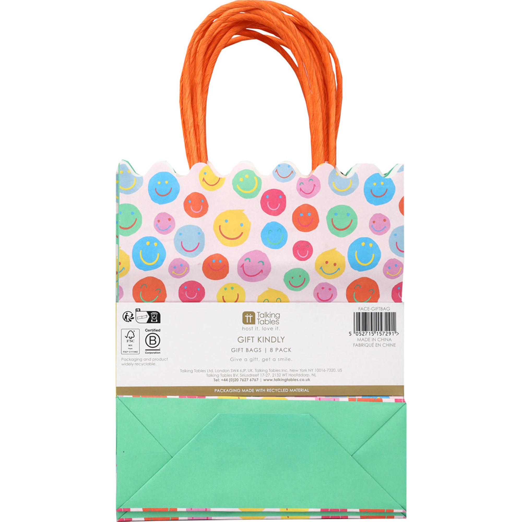 Geschenktüten "Happy Face" 28 x 16 cm, 8er Set Tasche, Tragetasche, Zubehör, Handtasche