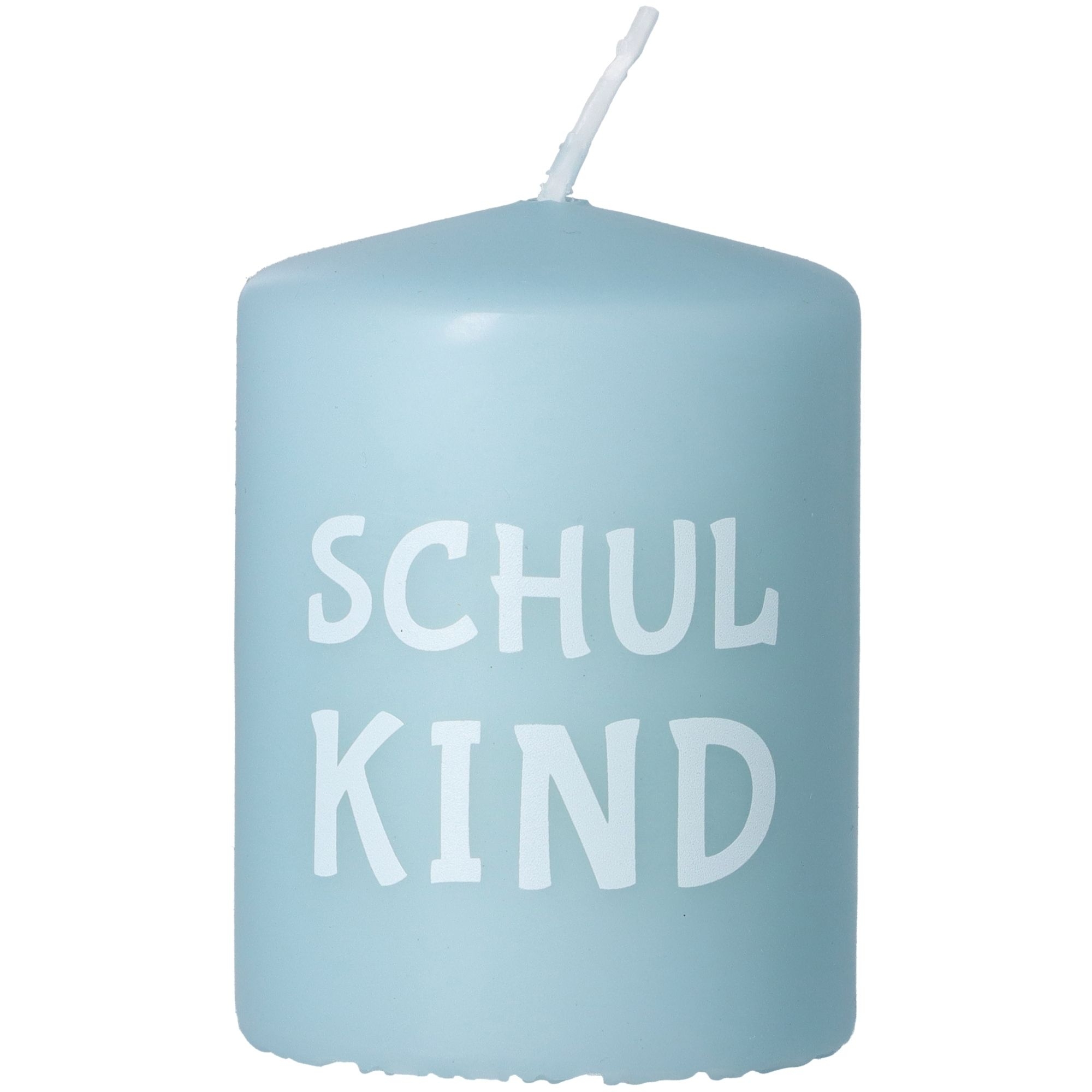 Stumpenkerze "Schulkind" Hellblau