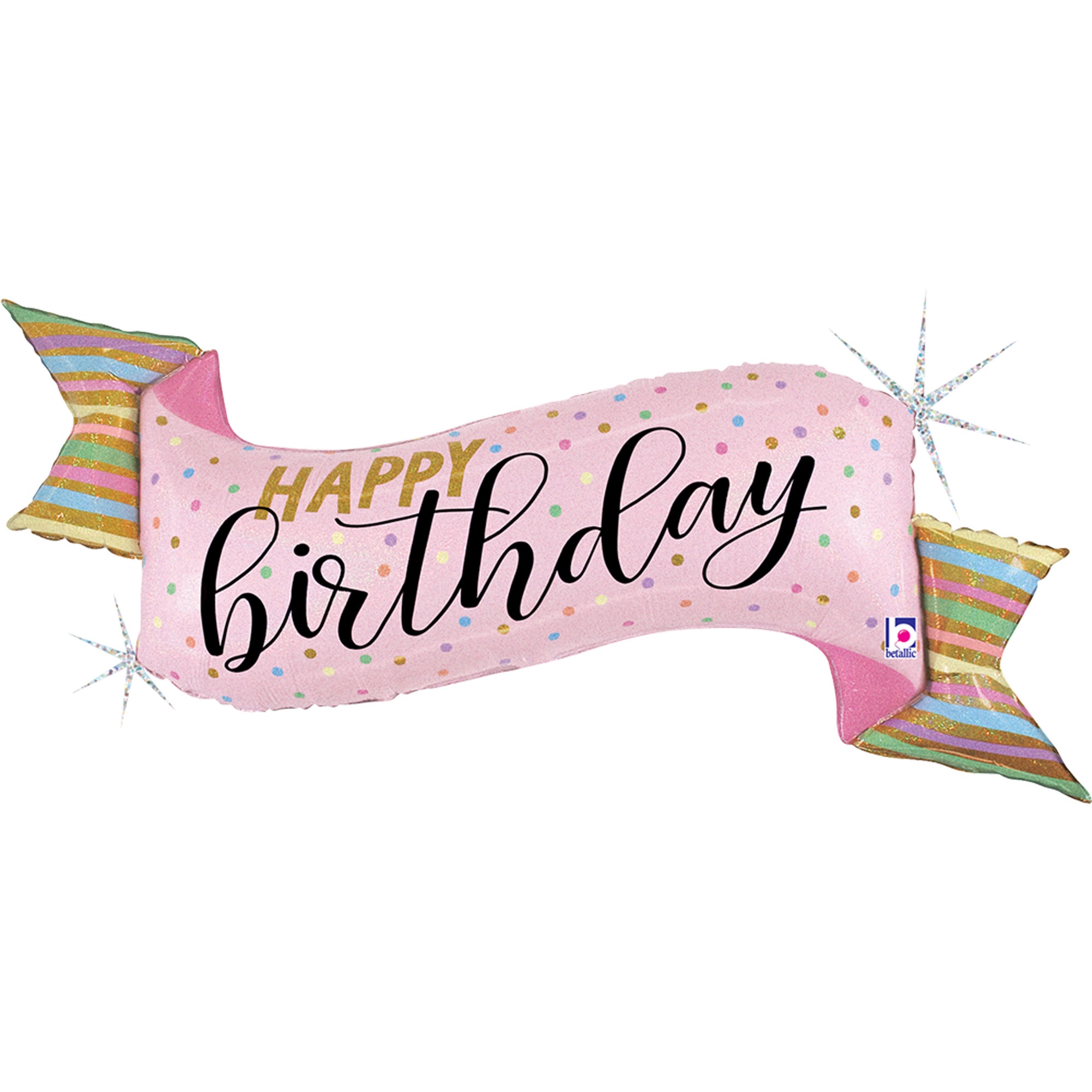 Folienballon "Birthday Banner" Pastell Holografisch 114cm