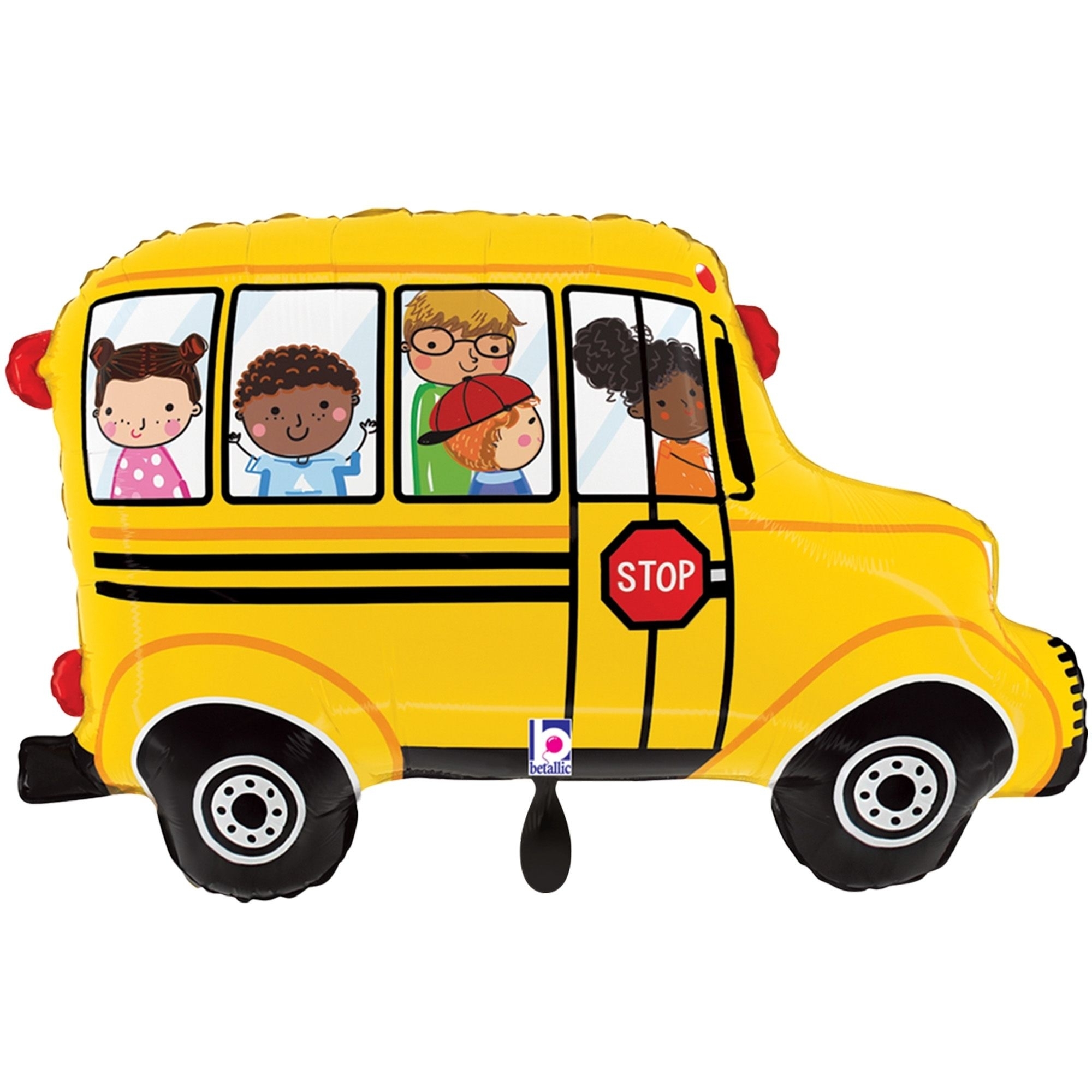 Folienballon "Schulbus" 75cm Bus, Schulbus, Person, Gesicht, Rad