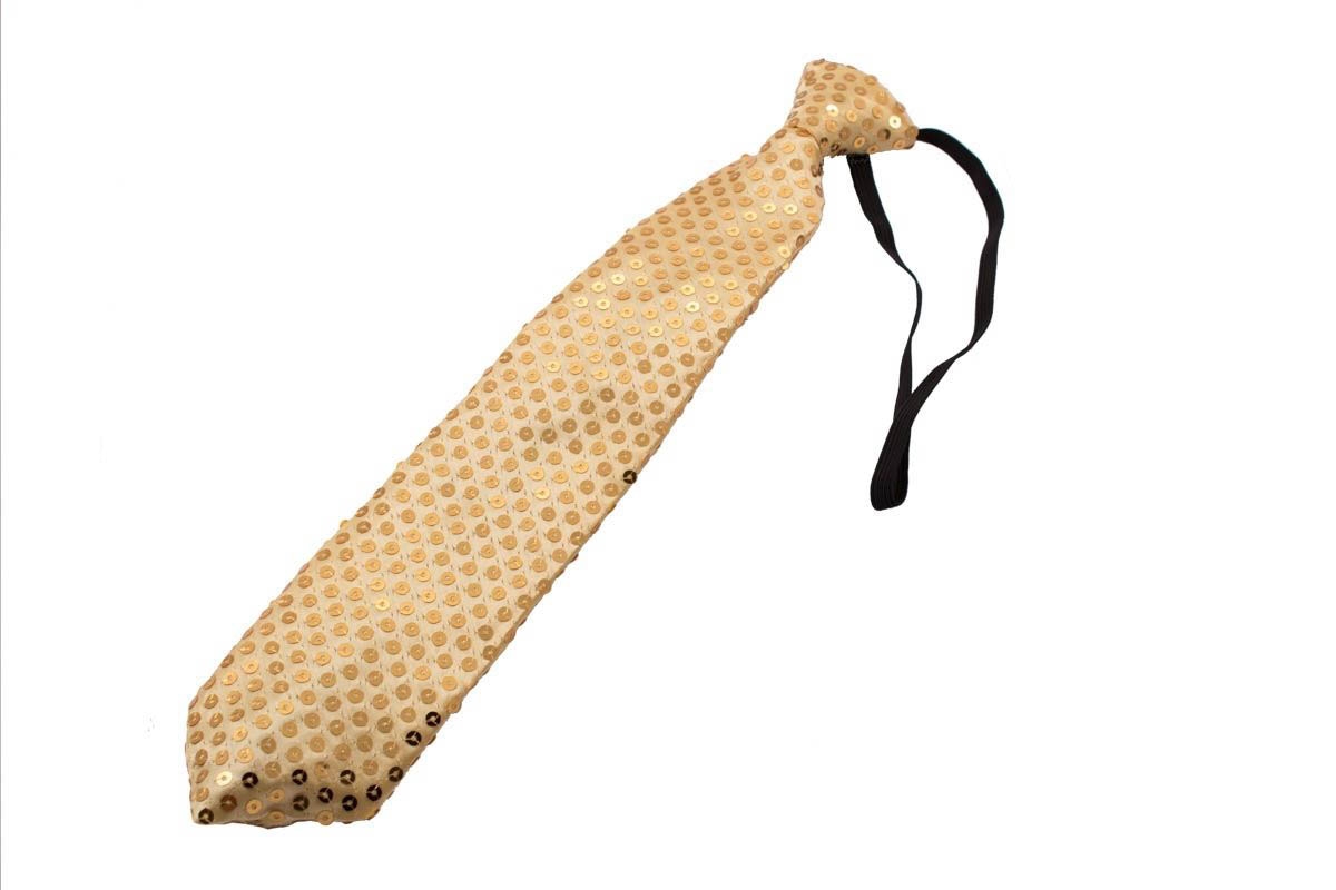 Goldene Party Krawatte mit LED und Pailletten