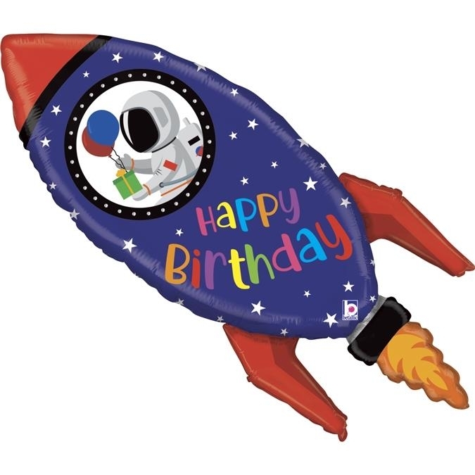 Folienballon Happy Birthday Rakete 102cm