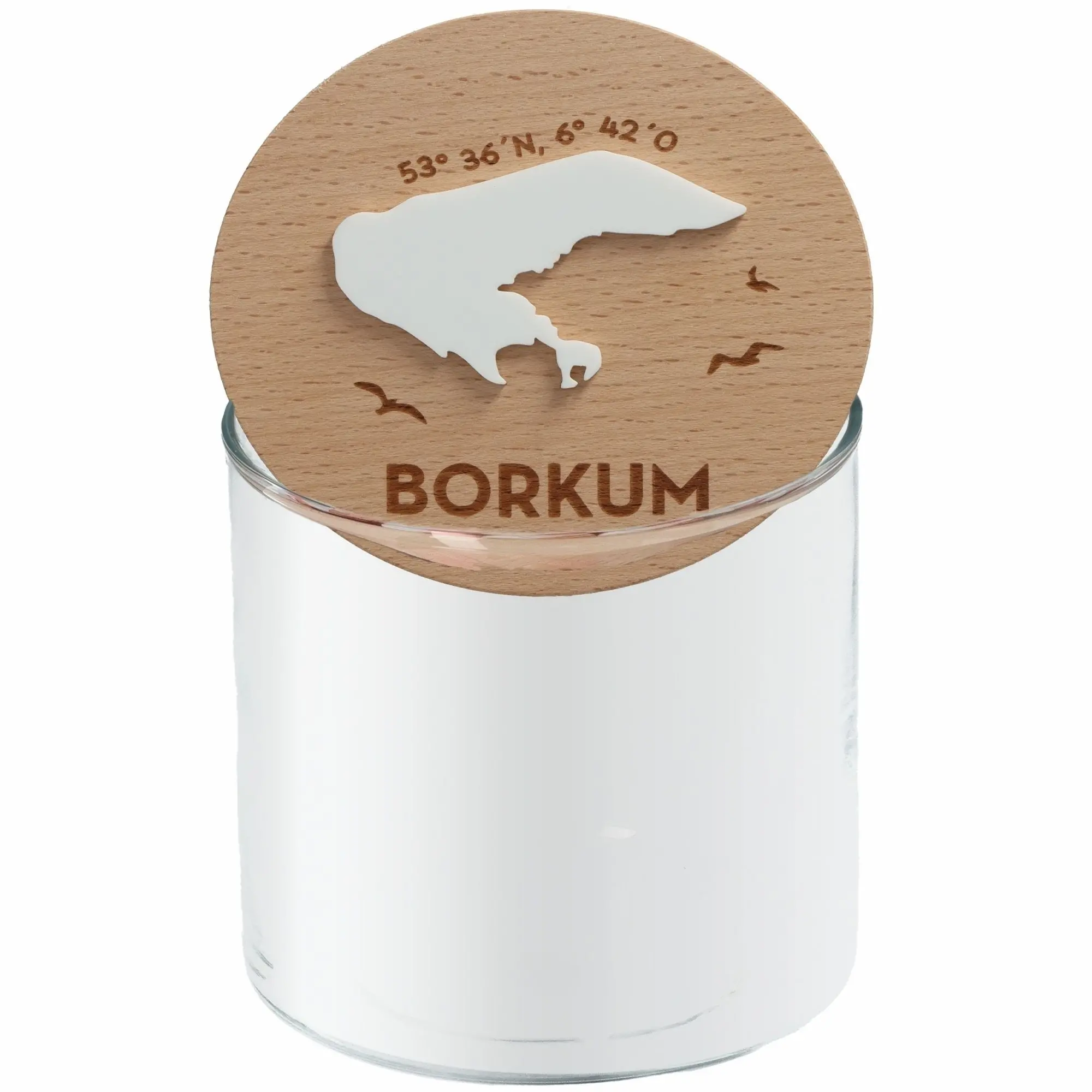 Geschenkglas Skyline "Borkum Silhouette" Weiß 530 ml