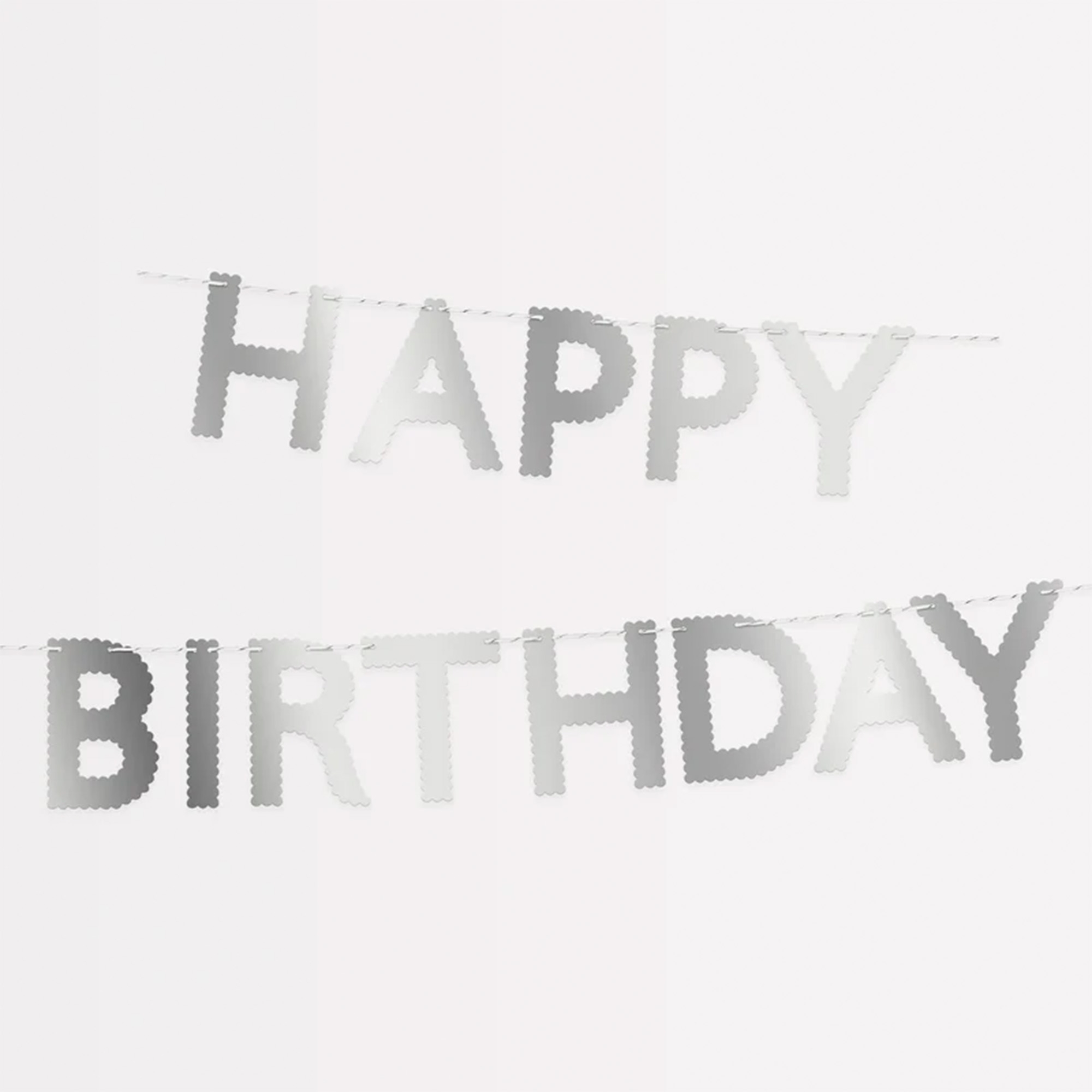 Meri Meri - Girlande "Happy Birthday" Silber Text