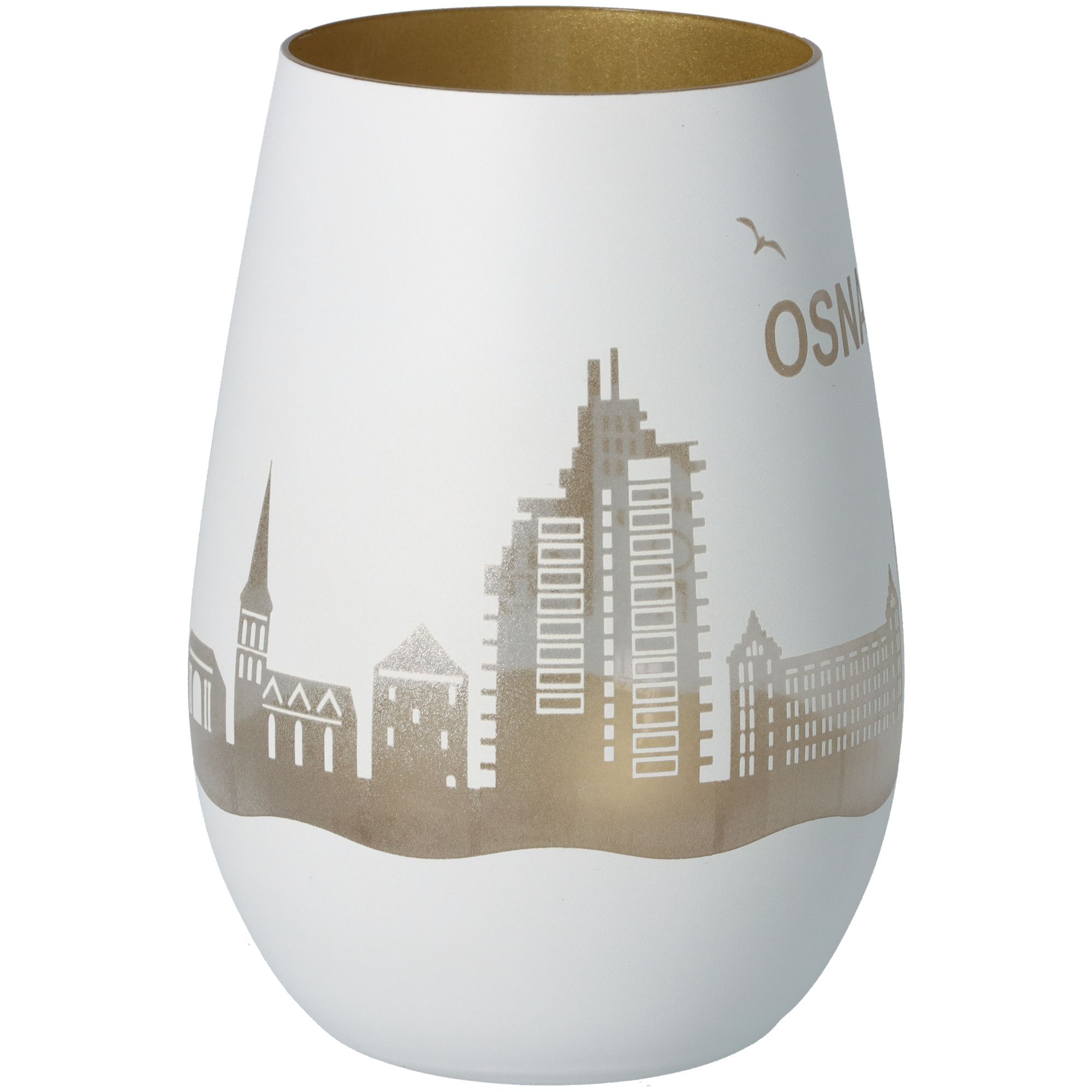 Windlicht Skyline Osnabrück Weiß/Gold Windlicht Skyline Osnabrück Weiß/Gold