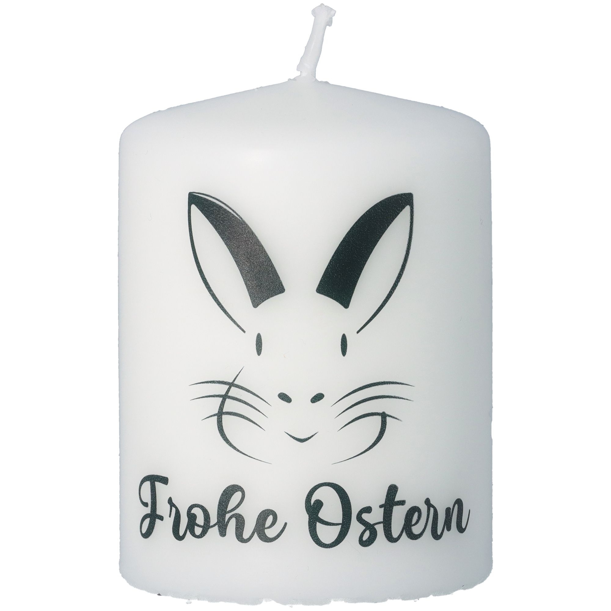 Stumpenkerze Weiß "Frohe Ostern" Kerze