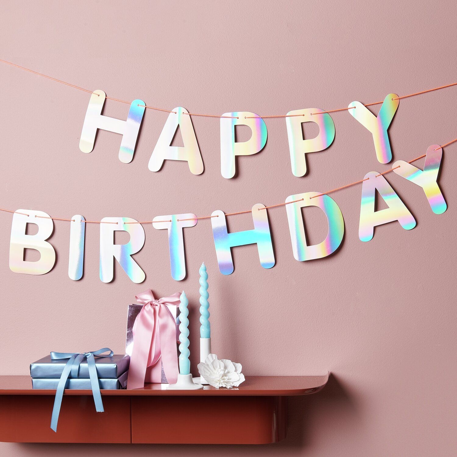 Girlande "Happy Birthday" Irisierend Leute, Text, Lustig, Party, Nummer