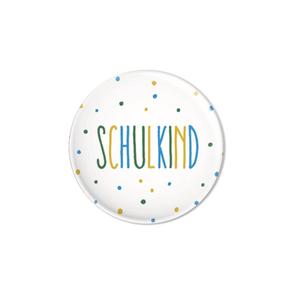 Button "Schulkind", Konfetti blau